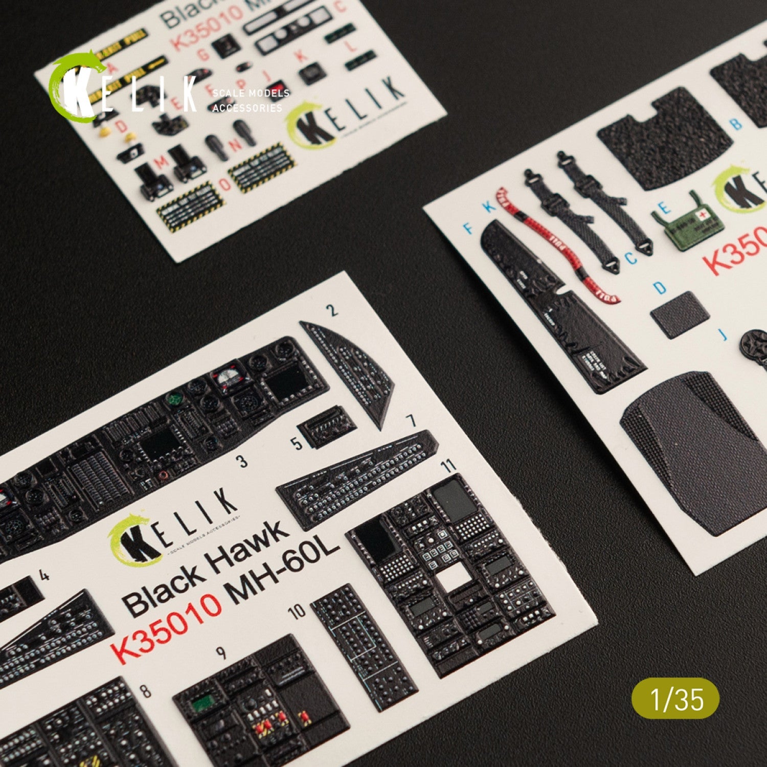 Kelik 1:35 MH-60L Black Hawk interior 3D decals for Kitty Hawk / Zimimodel Reskit