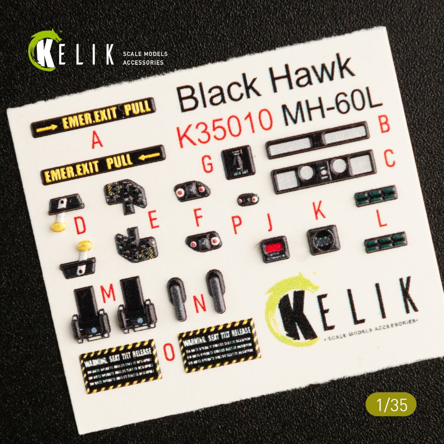 Kelik 1:35 MH-60L Black Hawk interior 3D decals for Kitty Hawk / Zimimodel Reskit