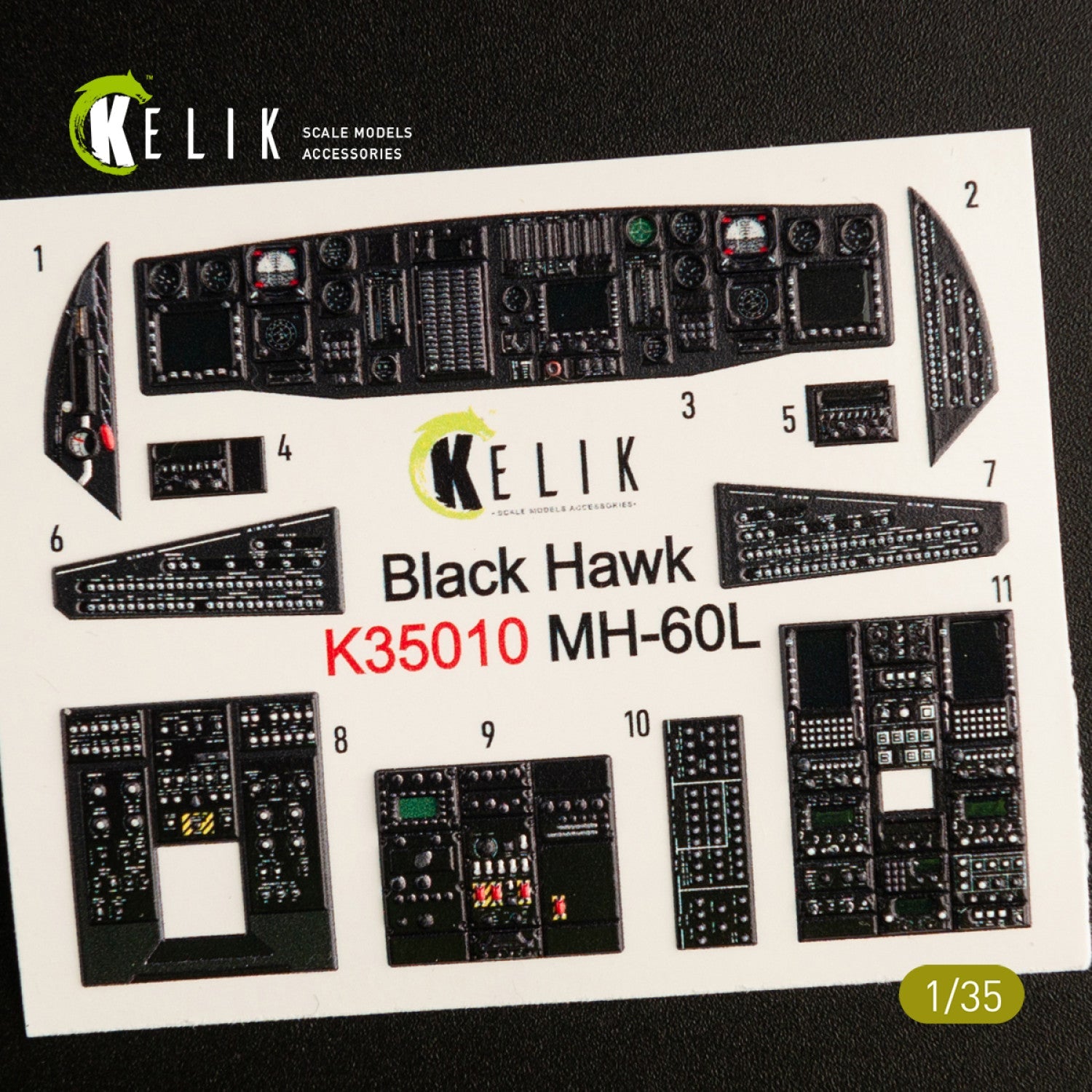 Kelik 1:35 MH-60L Black Hawk interior 3D decals for Kitty Hawk / Zimimodel Reskit