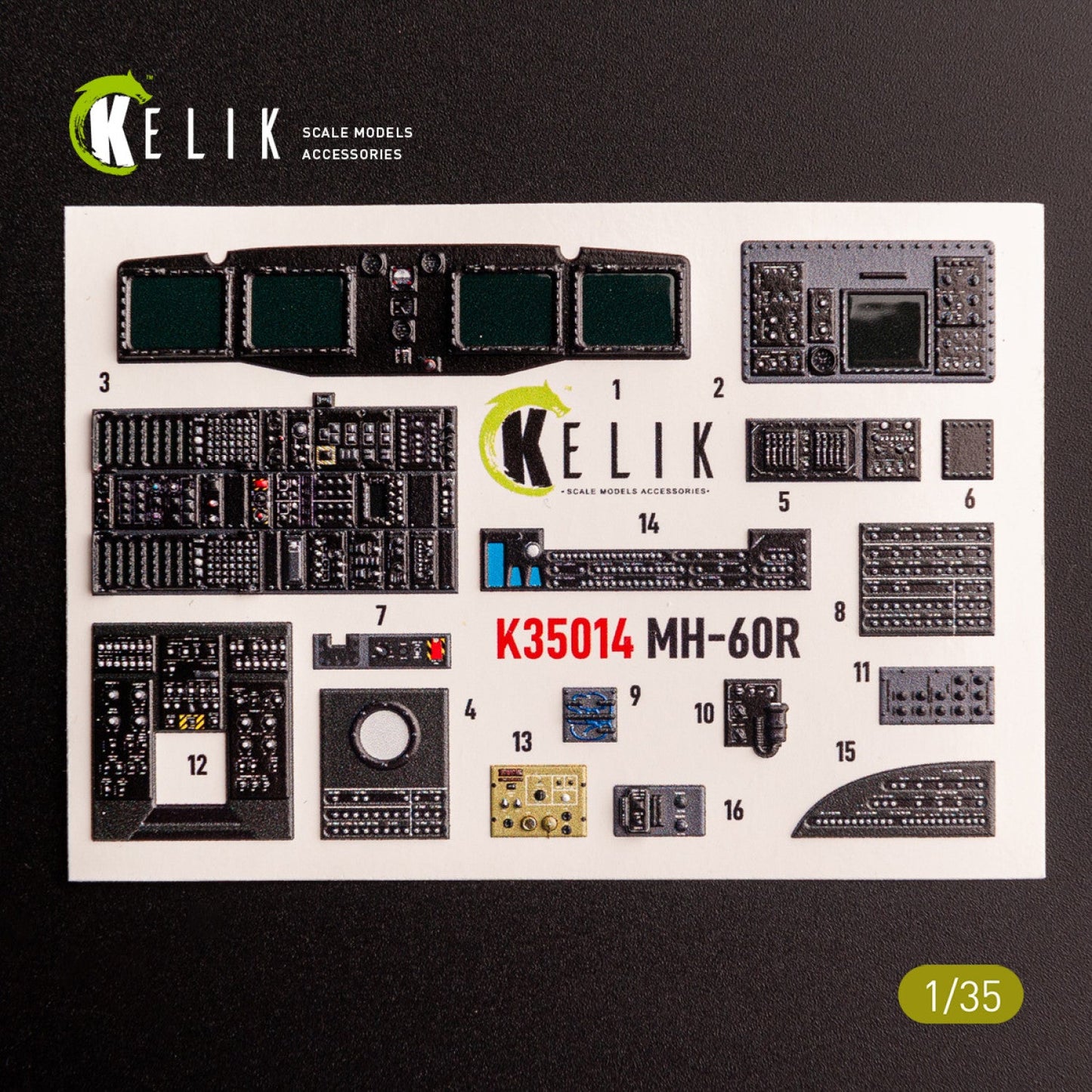 Kelik 1:35 MH-60R interior 3D decals for Kitty Hawk kit Reskit