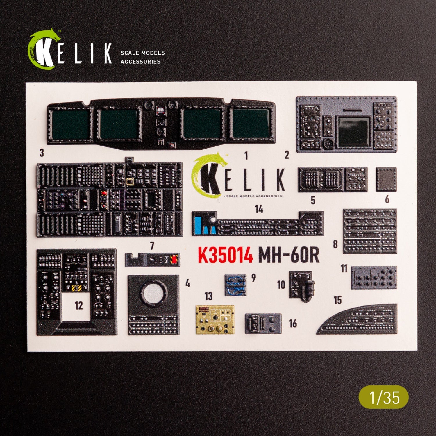 Kelik 1:35 MH-60R interior 3D decals for Kitty Hawk kit Reskit