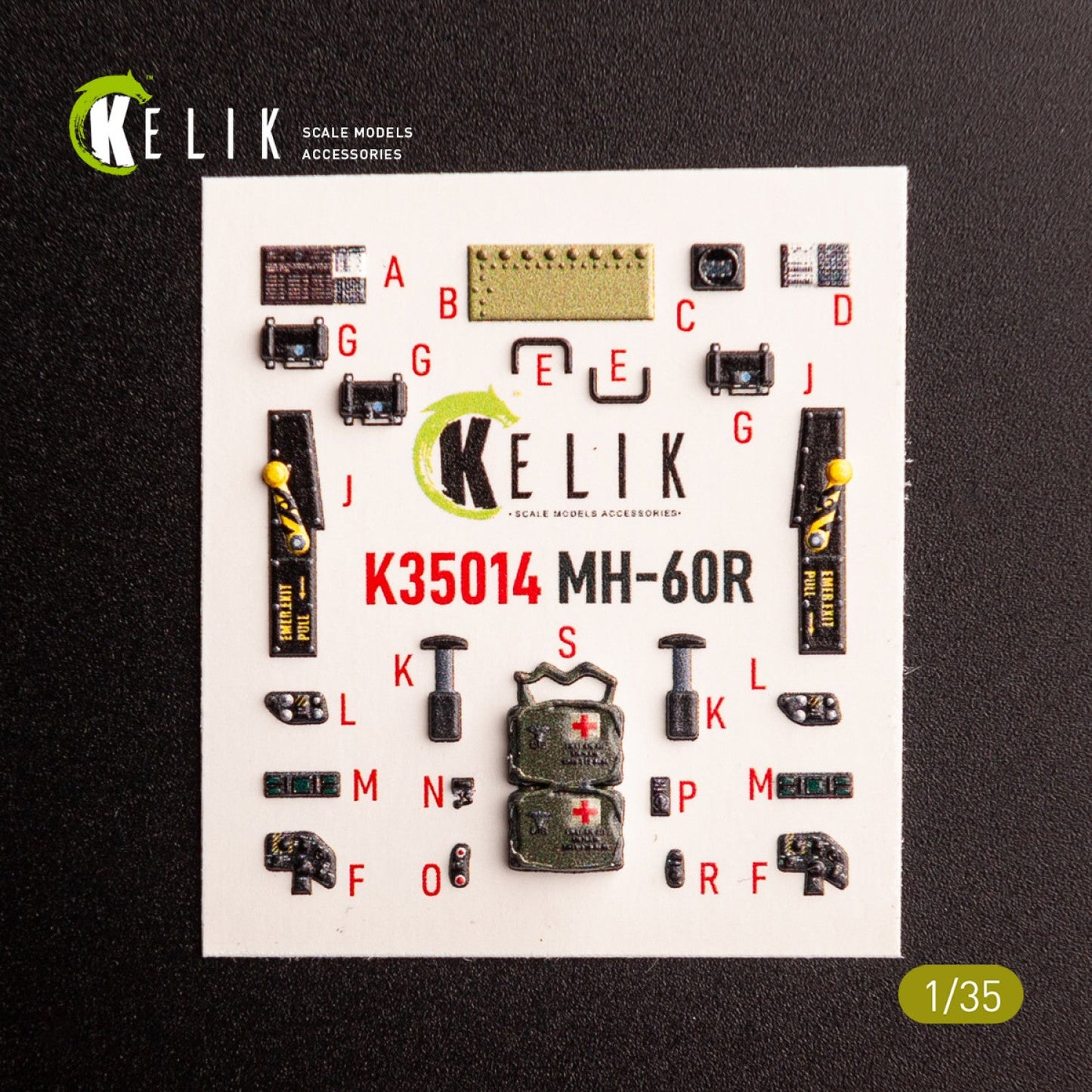 Kelik 1:35 MH-60R interior 3D decals for Kitty Hawk kit Reskit