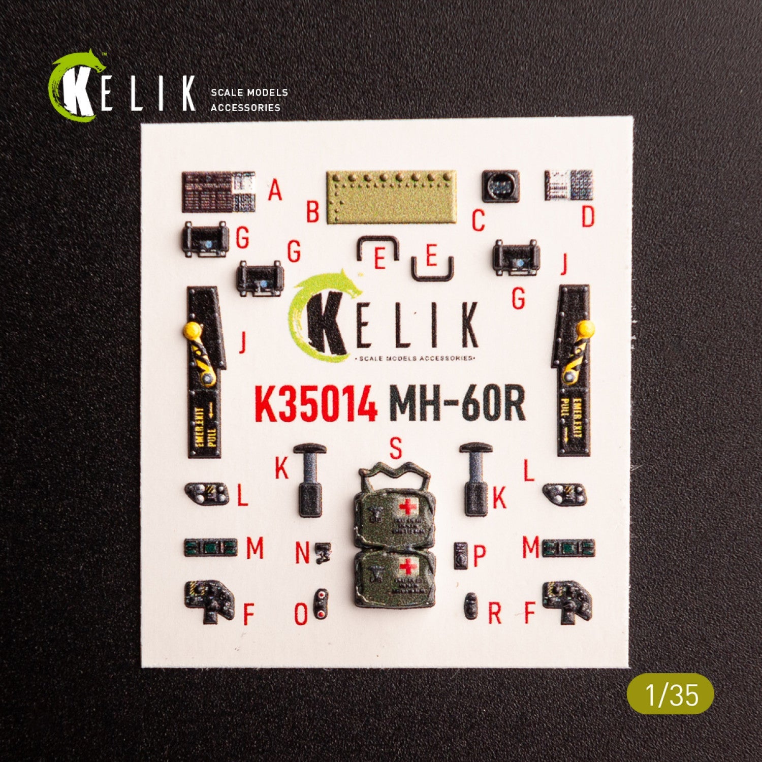 Kelik 1:35 MH-60R interior 3D decals for Kitty Hawk kit Reskit