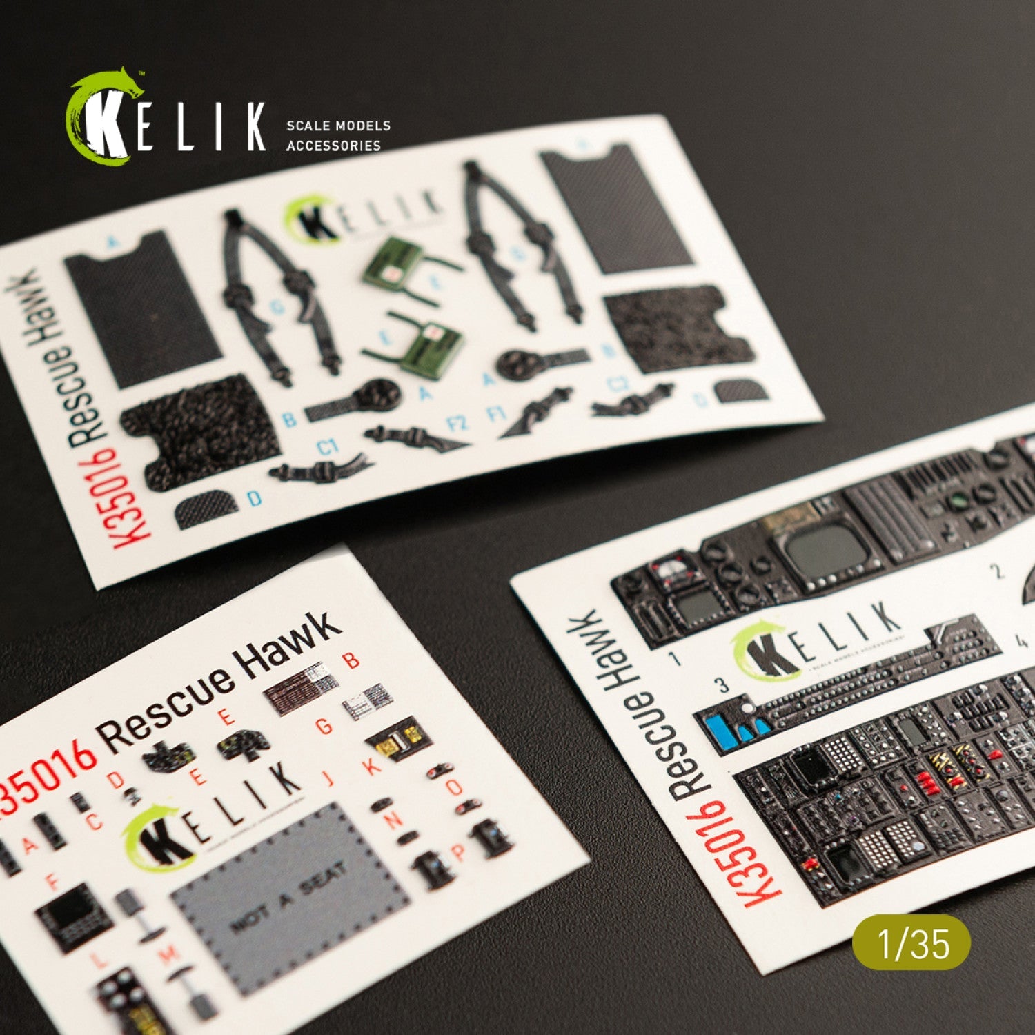 Kelik 1:35 HH-60H Rescue Hawk interior 3D decals for Kitty Hawk / Zimimodel Reskit