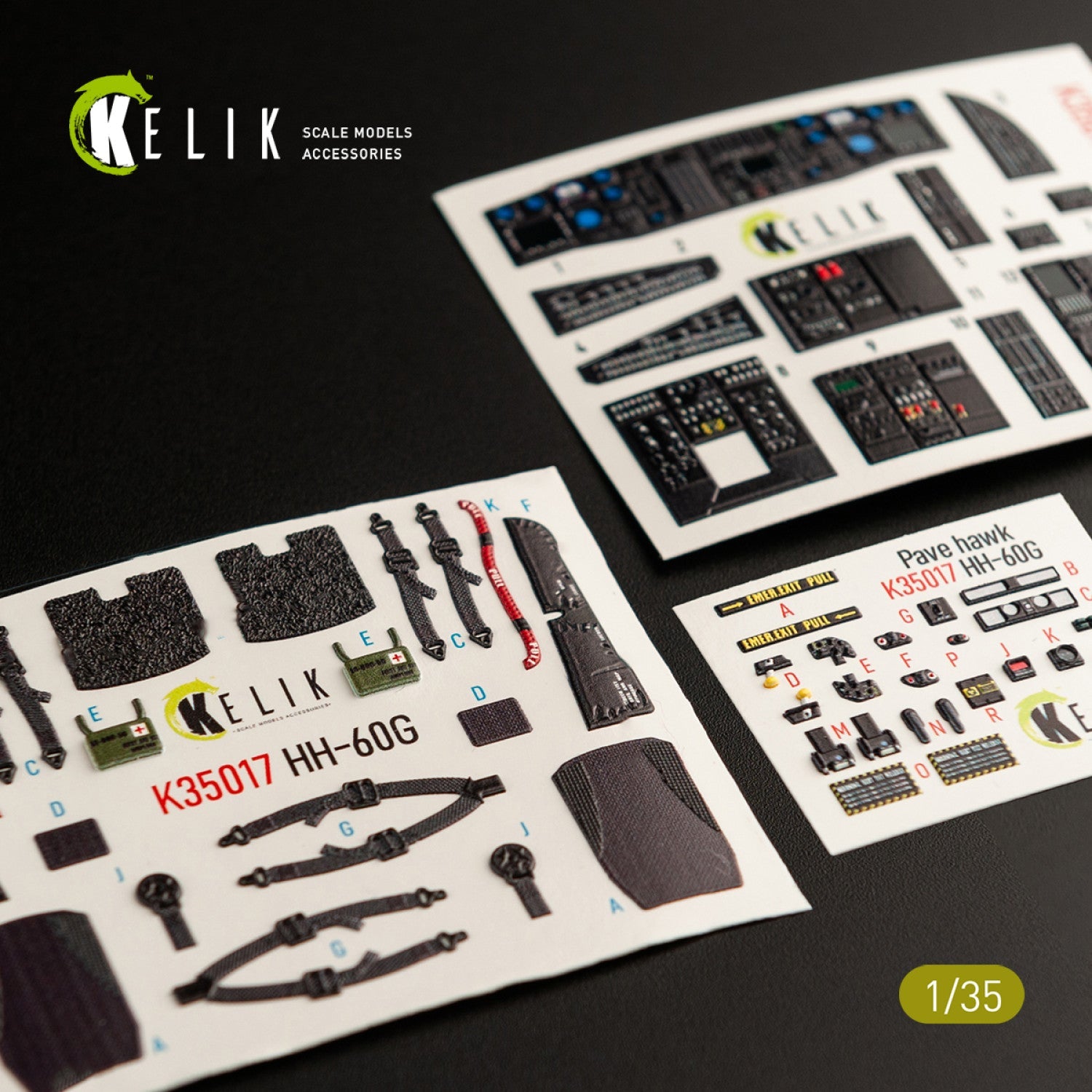 Kelik 1:35 HH-60G Pave Hawk interior 3D decals for Kitty Hawk / Zimimodel Reskit