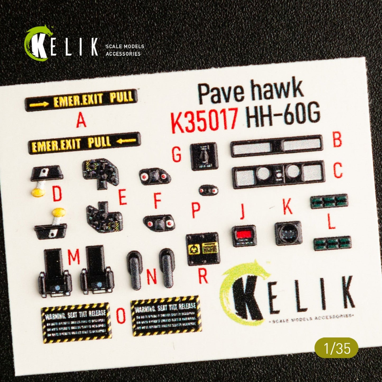 Kelik 1:35 HH-60G Pave Hawk interior 3D decals for Kitty Hawk / Zimimodel Reskit