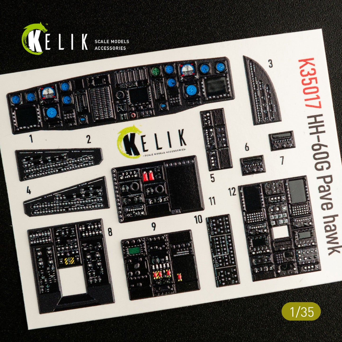 Kelik 1:35 HH-60G Pave Hawk interior 3D decals for Kitty Hawk / Zimimodel Reskit