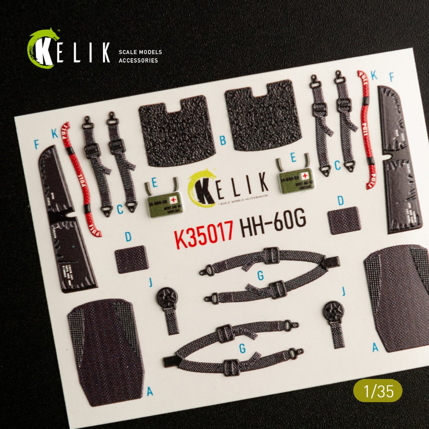 Kelik 1:35 HH-60G Pave Hawk interior 3D decals for Kitty Hawk / Zimimodel Reskit