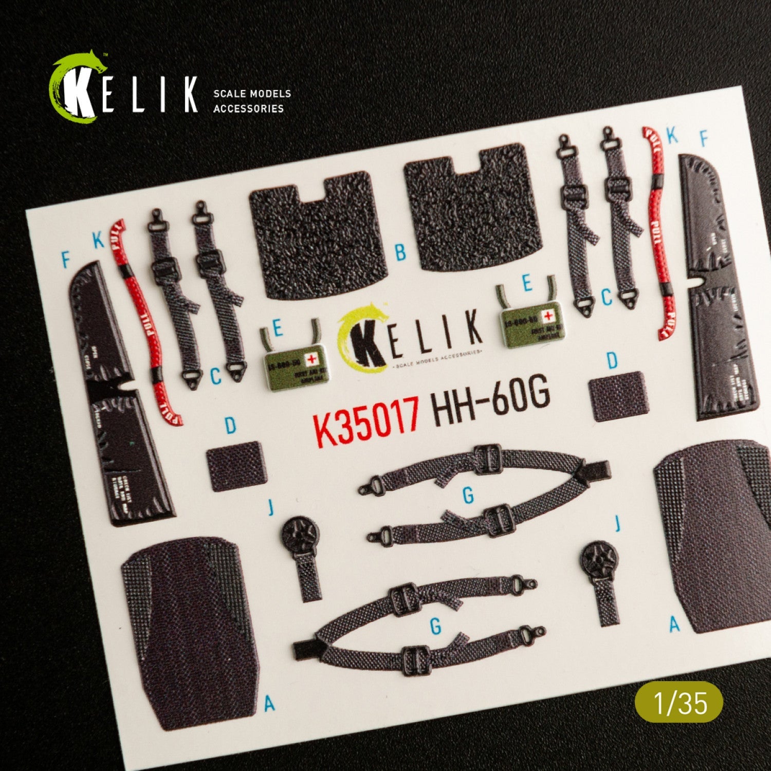 Kelik 1:35 HH-60G Pave Hawk interior 3D decals for Kitty Hawk / Zimimodel Reskit