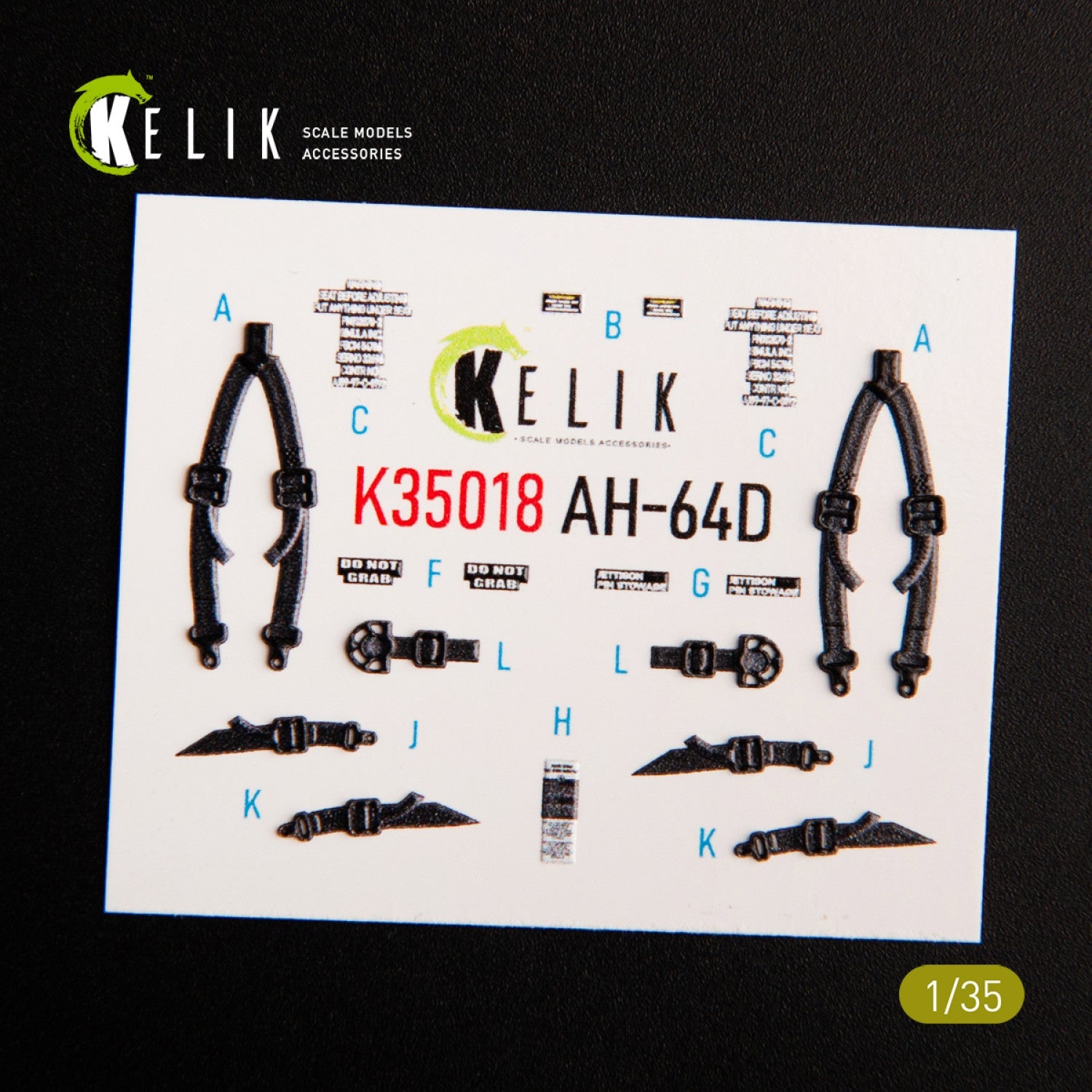 Kelik 1:35 AH-64D Apache interior 3D decals for Takom kit Reskit