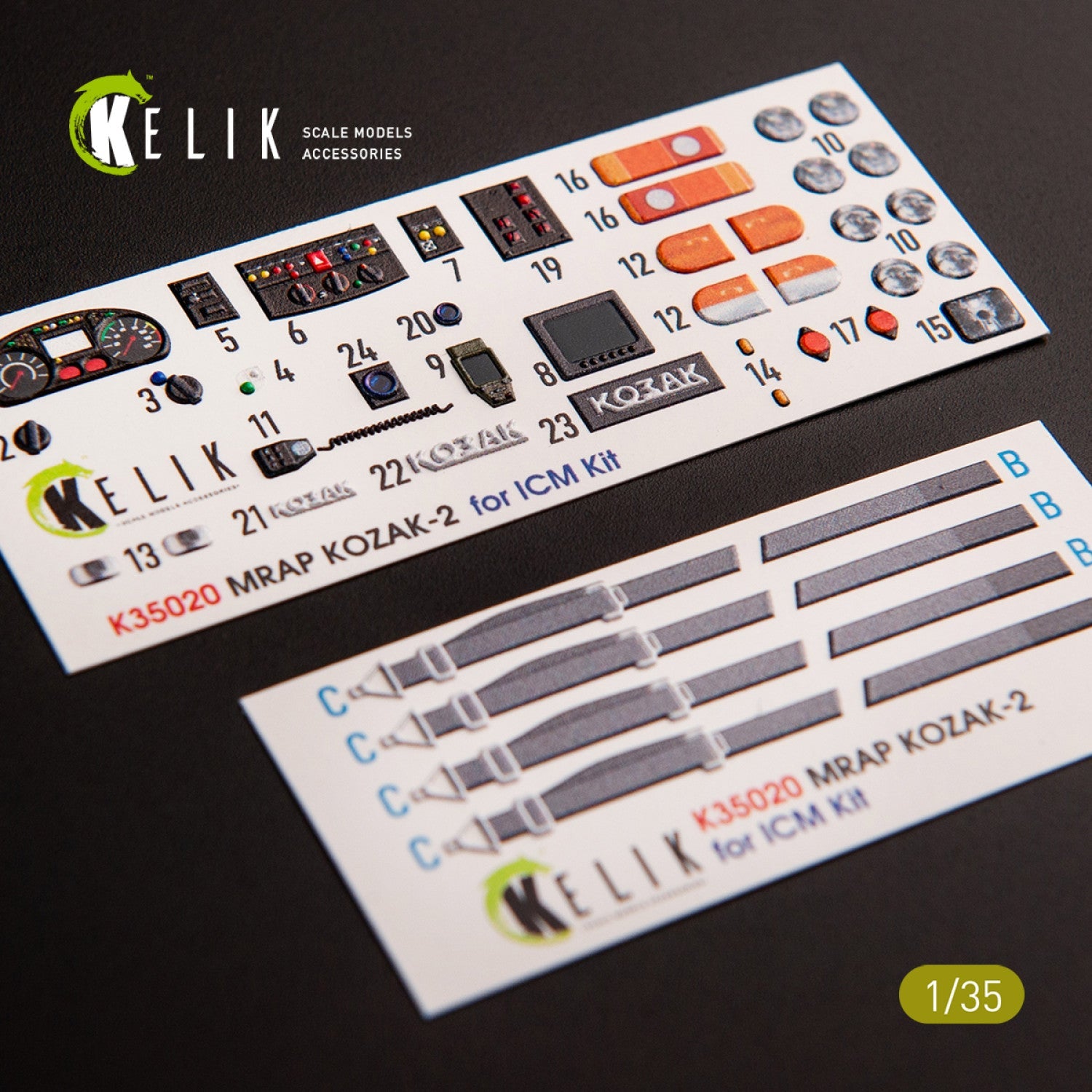 Kelik 1:35 Kozak-2 Ukrainian MRAP 3D decals for ICM kit Reskit