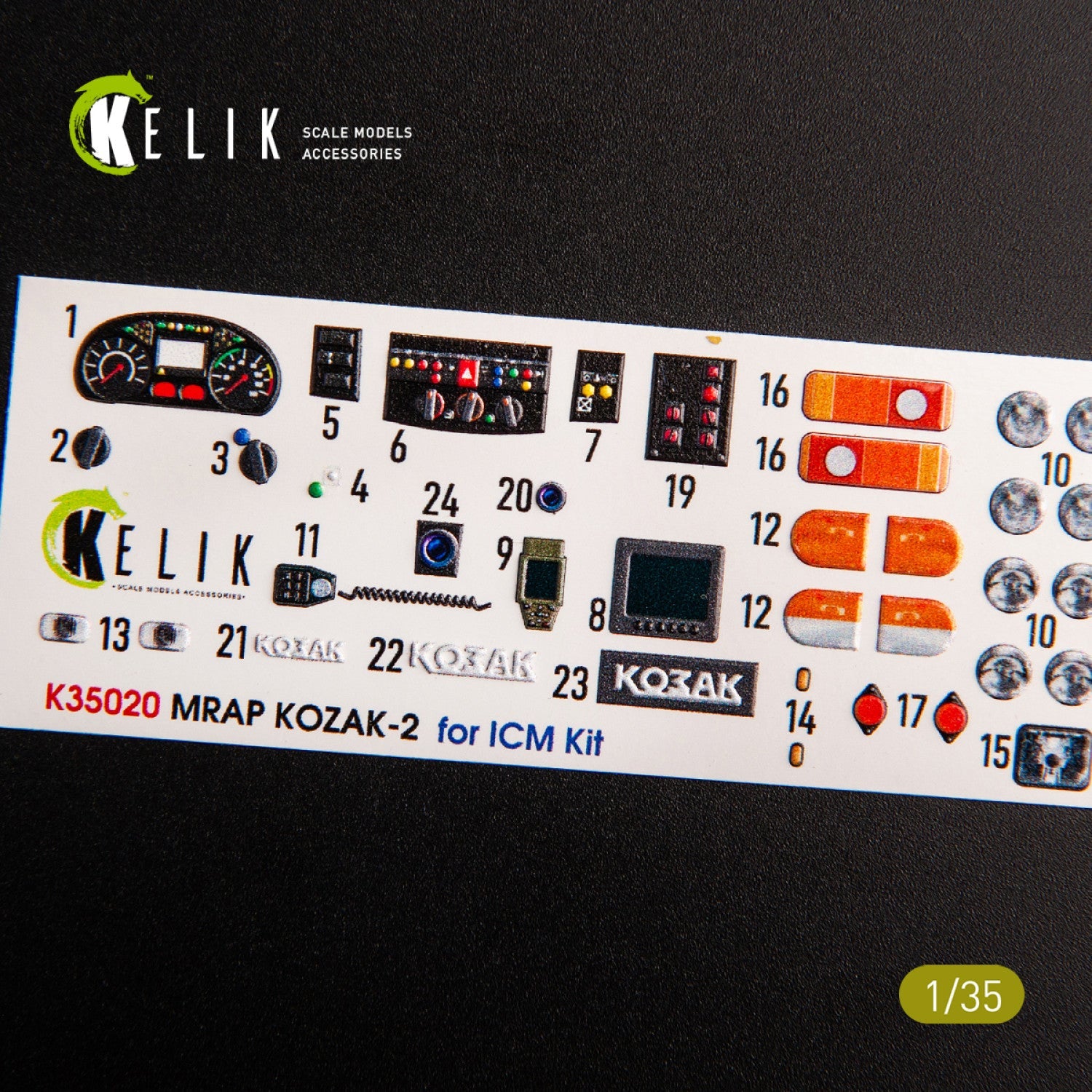 Kelik 1:35 Kozak-2 Ukrainian MRAP 3D decals for ICM kit Reskit