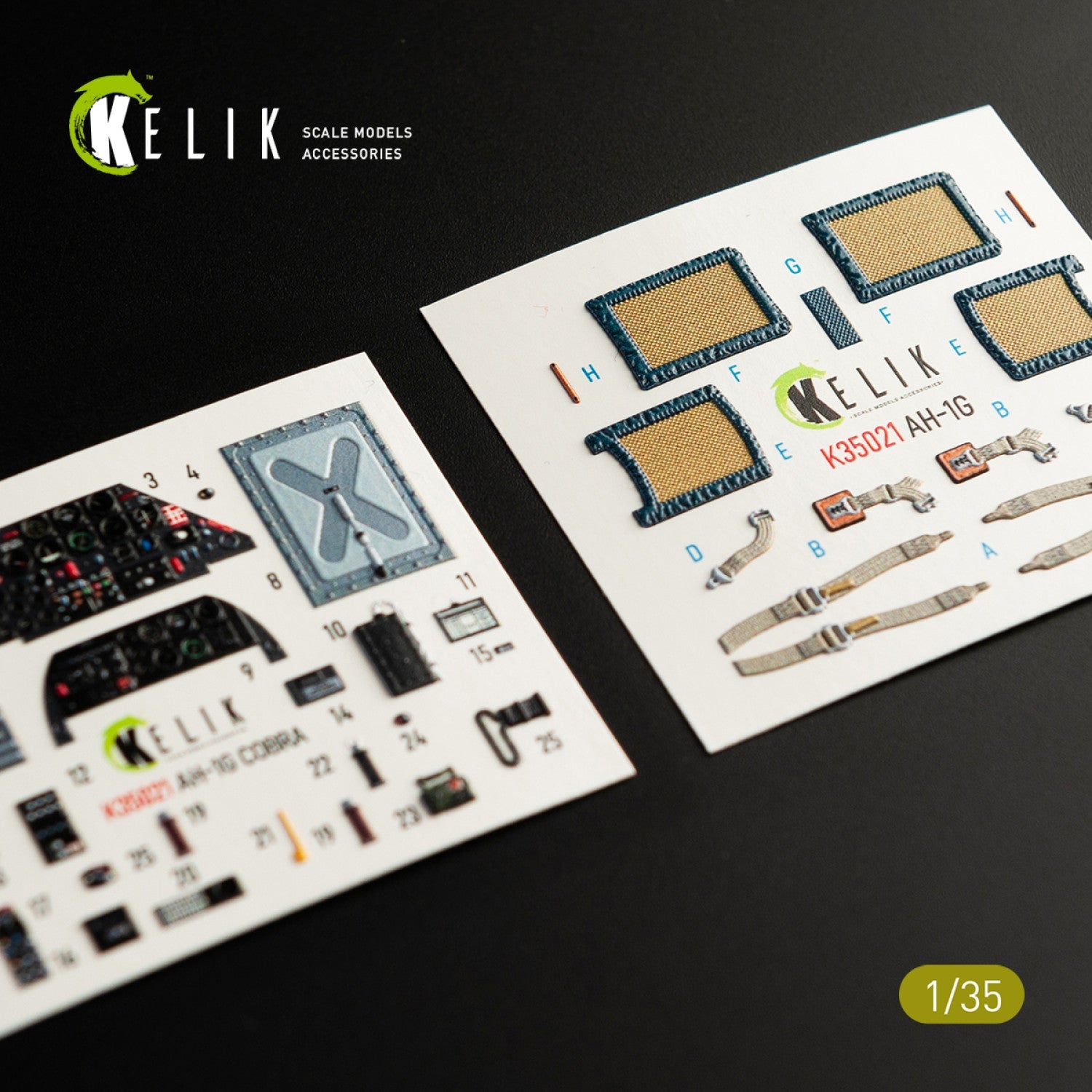 Kelik 1:35 AH-1G "Cobra" interior 3D decals for ICM kit Reskit