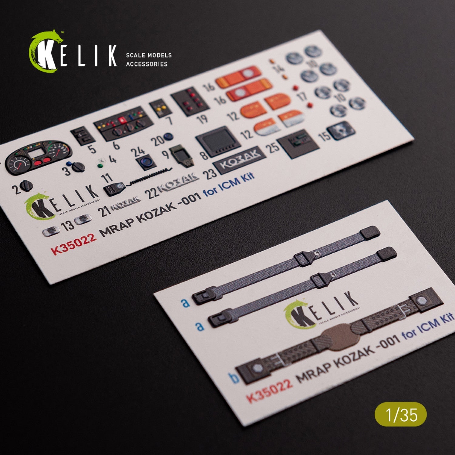 Kelik 1:35 Kozak-001 Ukrainian MRAP 3D decals for ICM kit Reskit