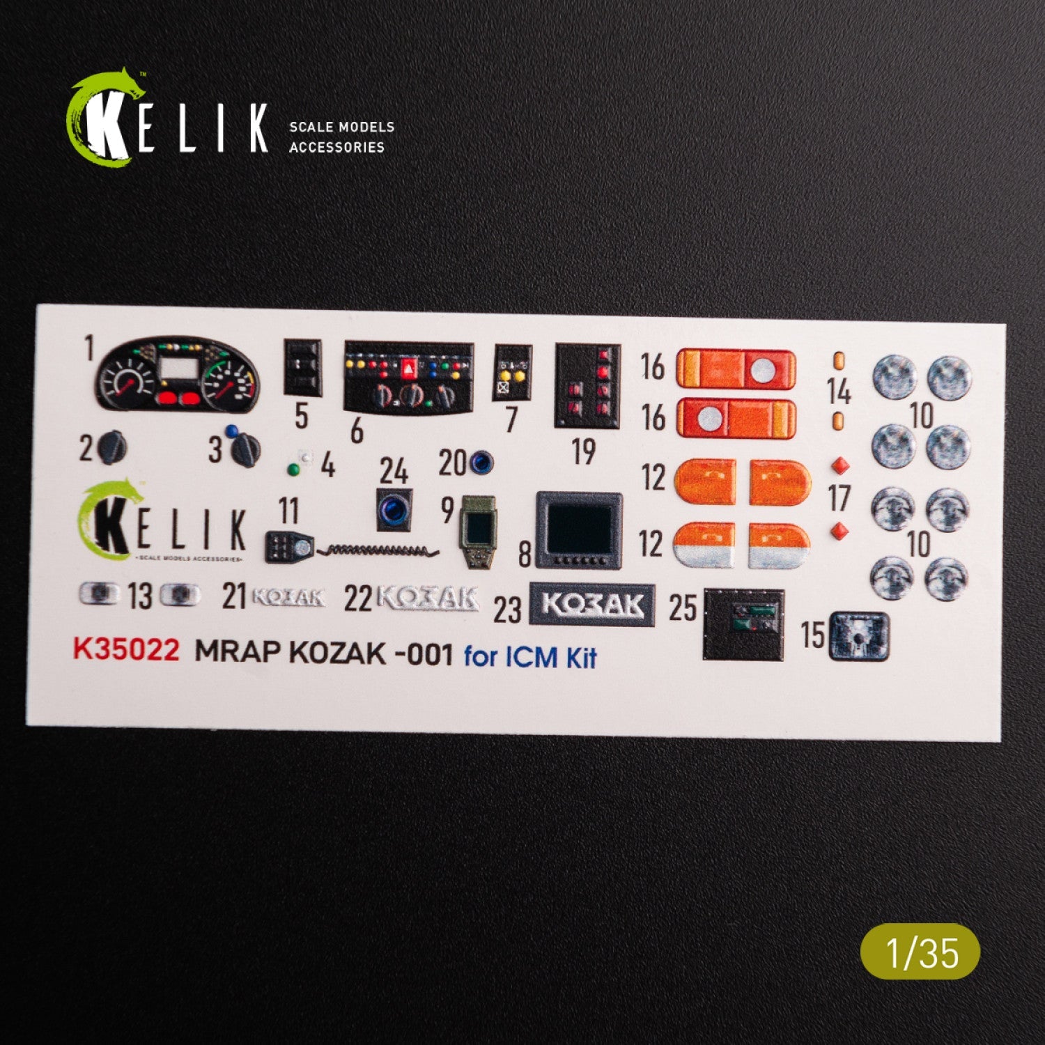 Kelik 1:35 Kozak-001 Ukrainian MRAP 3D decals for ICM kit Reskit