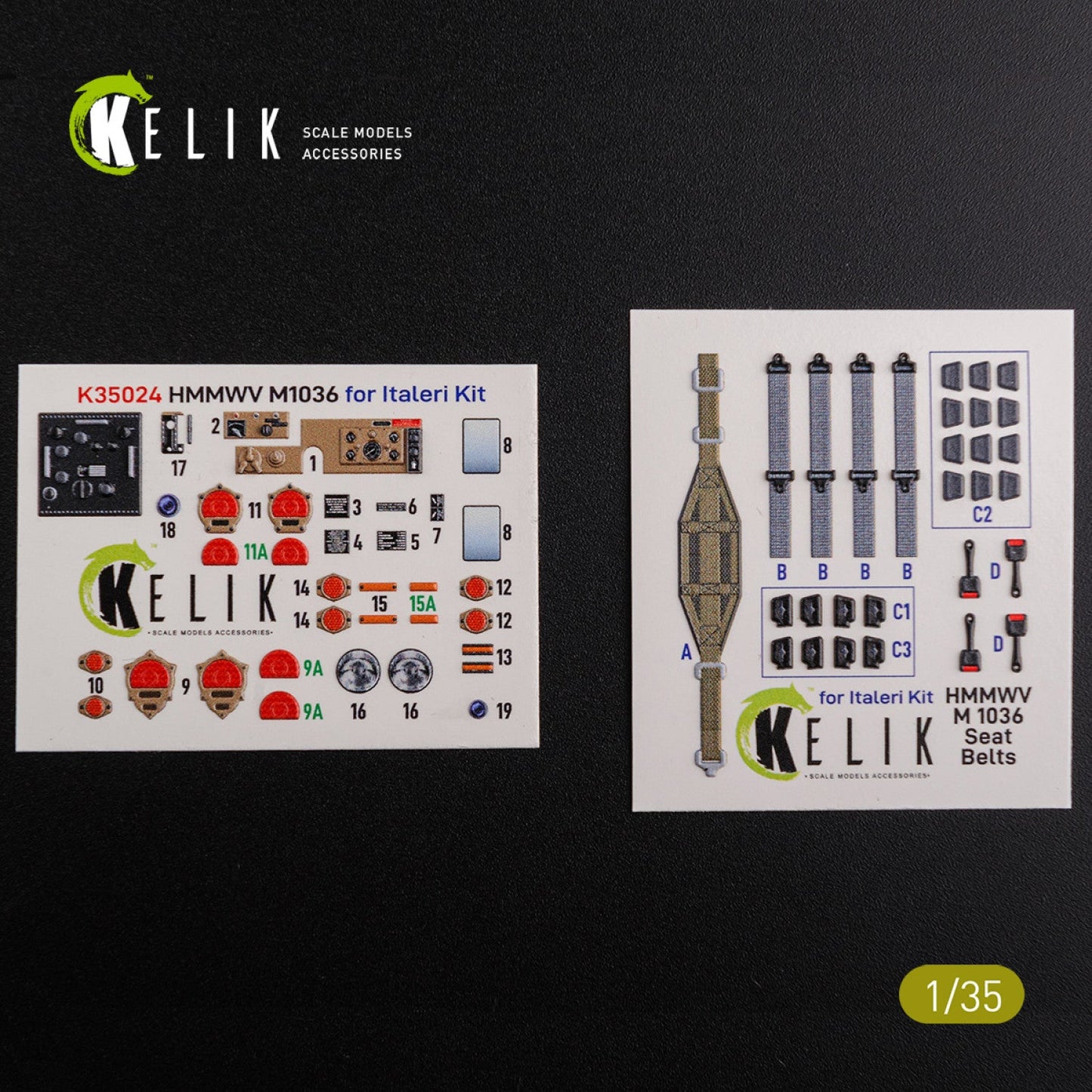 Kelik 1:35 “HUMVEE” HMMWV M1036 with TOW Desert version Interior 3D Decal for Italeri kit Reskit