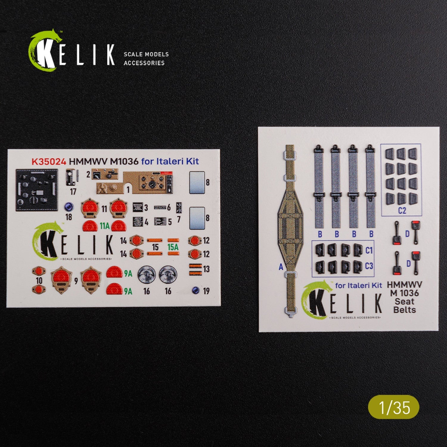 Kelik 1:35 “HUMVEE” HMMWV M1036 with TOW Desert version Interior 3D Decal for Italeri kit Reskit