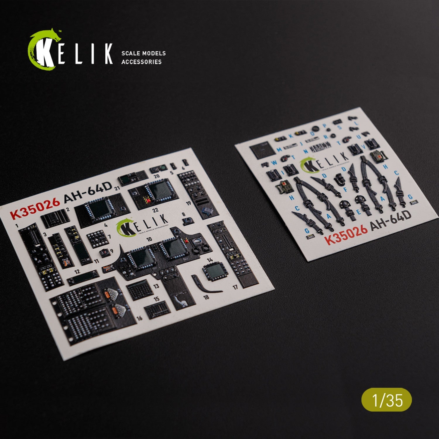 Kelik 1:35 AH-64D Apache interior 3D decals for Meng kit Reskit