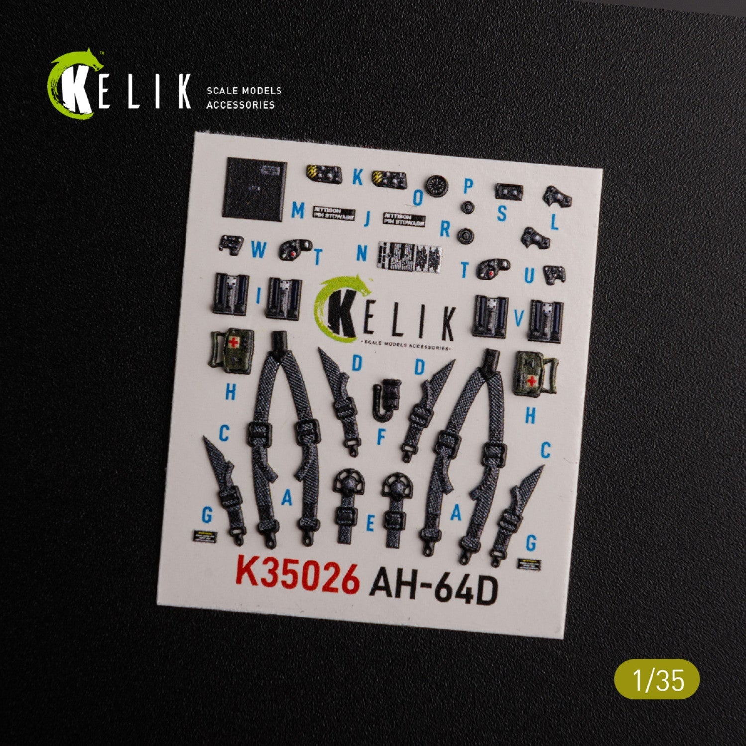Kelik 1:35 AH-64D Apache interior 3D decals for Meng kit Reskit