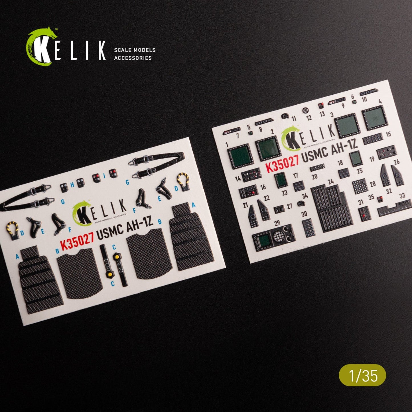 Kelik 1:35 AH-1Z interior 3D decals for Academy kit Reskit