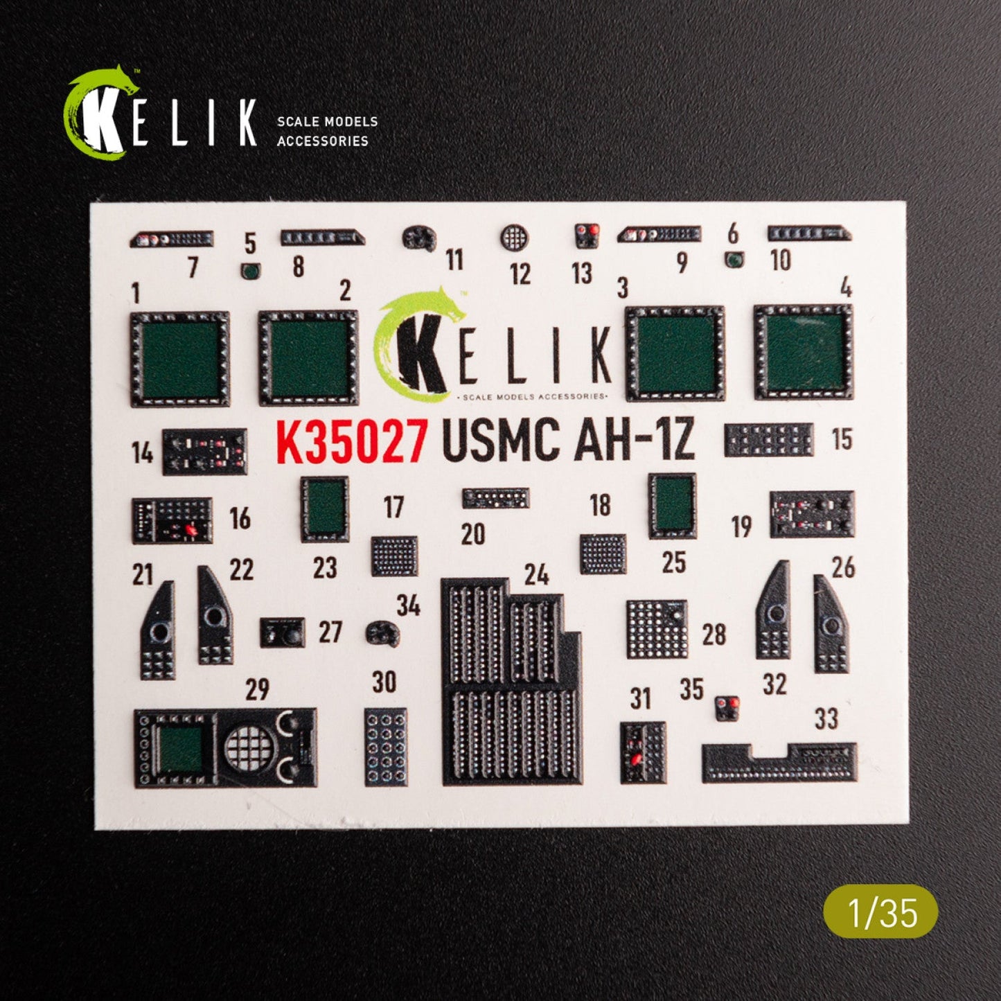 Kelik 1:35 AH-1Z interior 3D decals for Academy kit Reskit