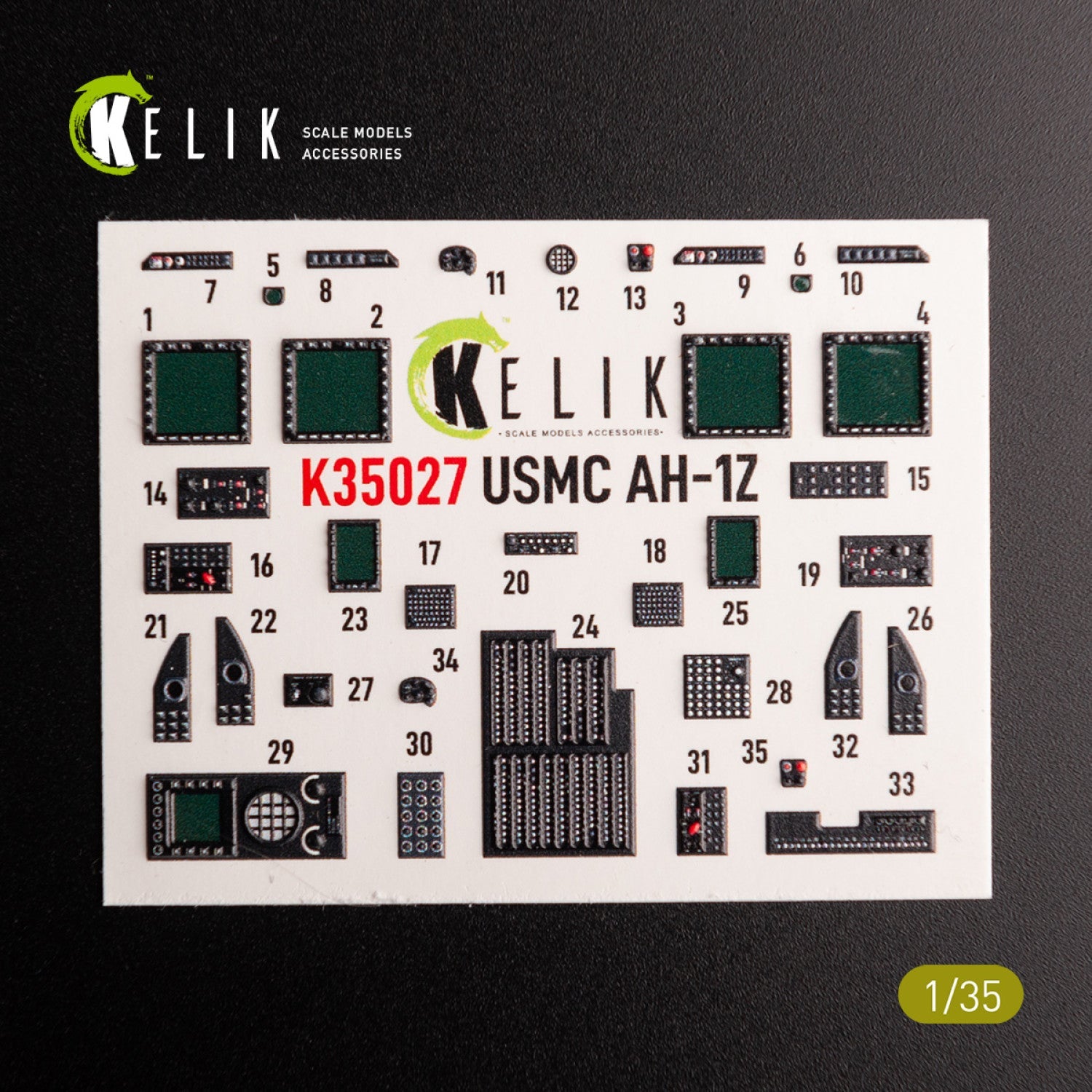 Kelik 1:35 AH-1Z interior 3D decals for Academy kit Reskit
