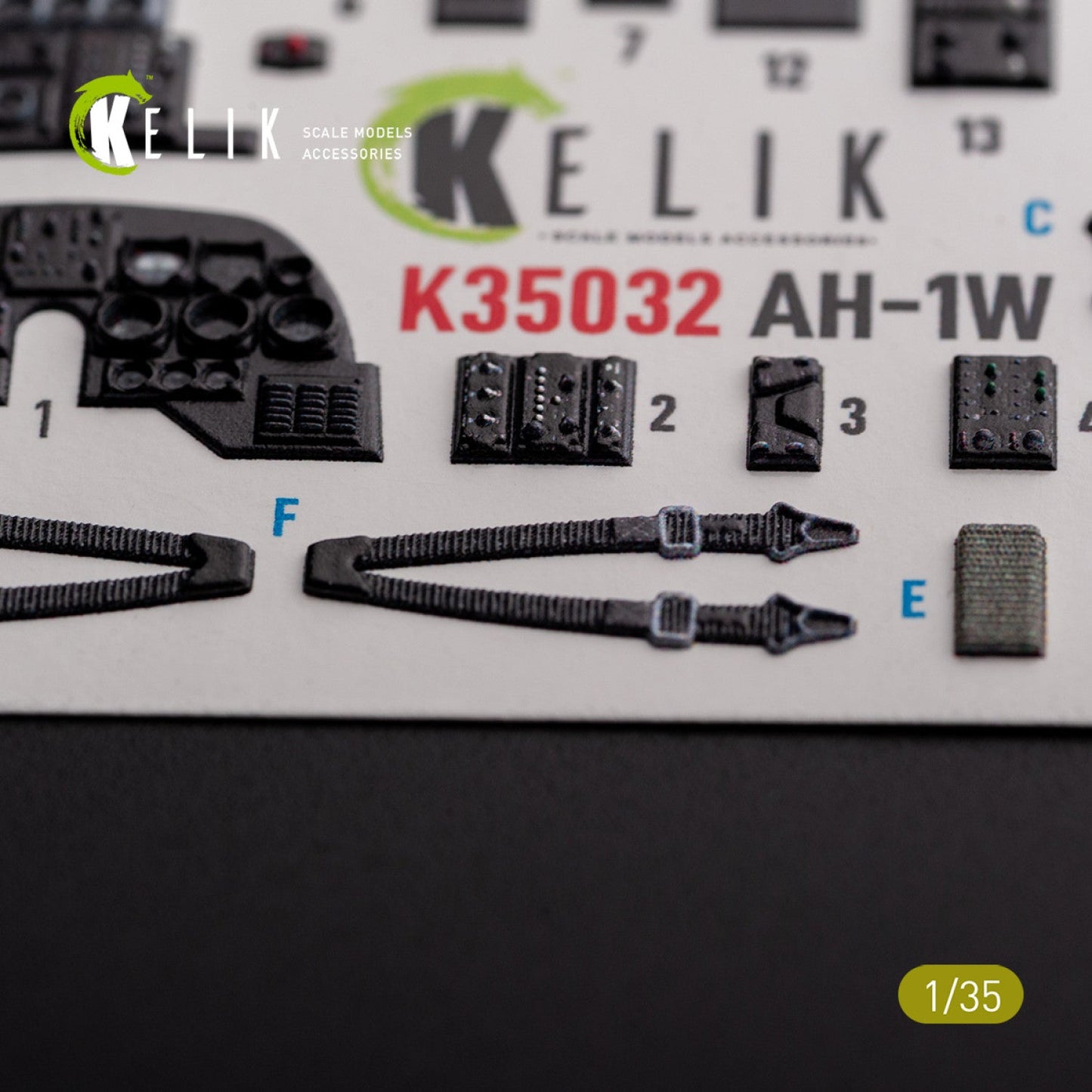 Kelik 1:35 AH-1W interior 3D decals for Academy kit Reskit