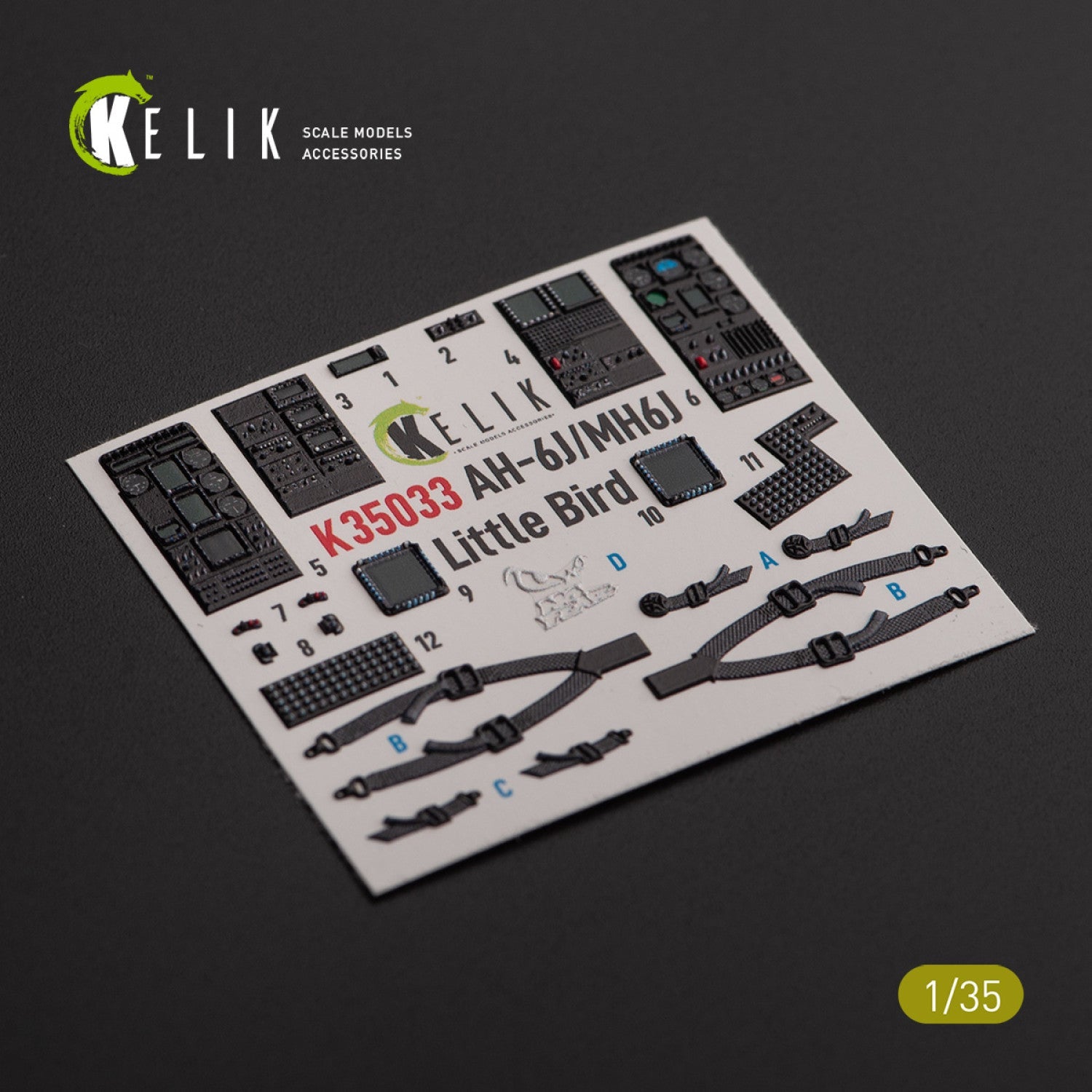 Kelik 1:35 AH-6J/MH6J Little Bird interior 3D decals for Zimi models/KittyHawk Reskit