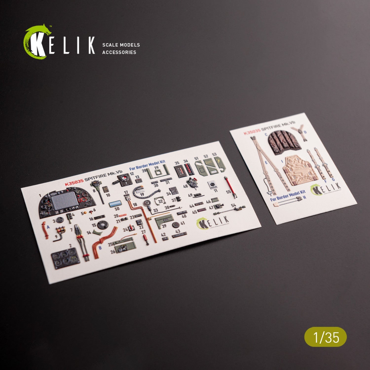 Kelik 1:35 Spitfire Mk.VB - interior 3D decals for Border Models kit Reskit