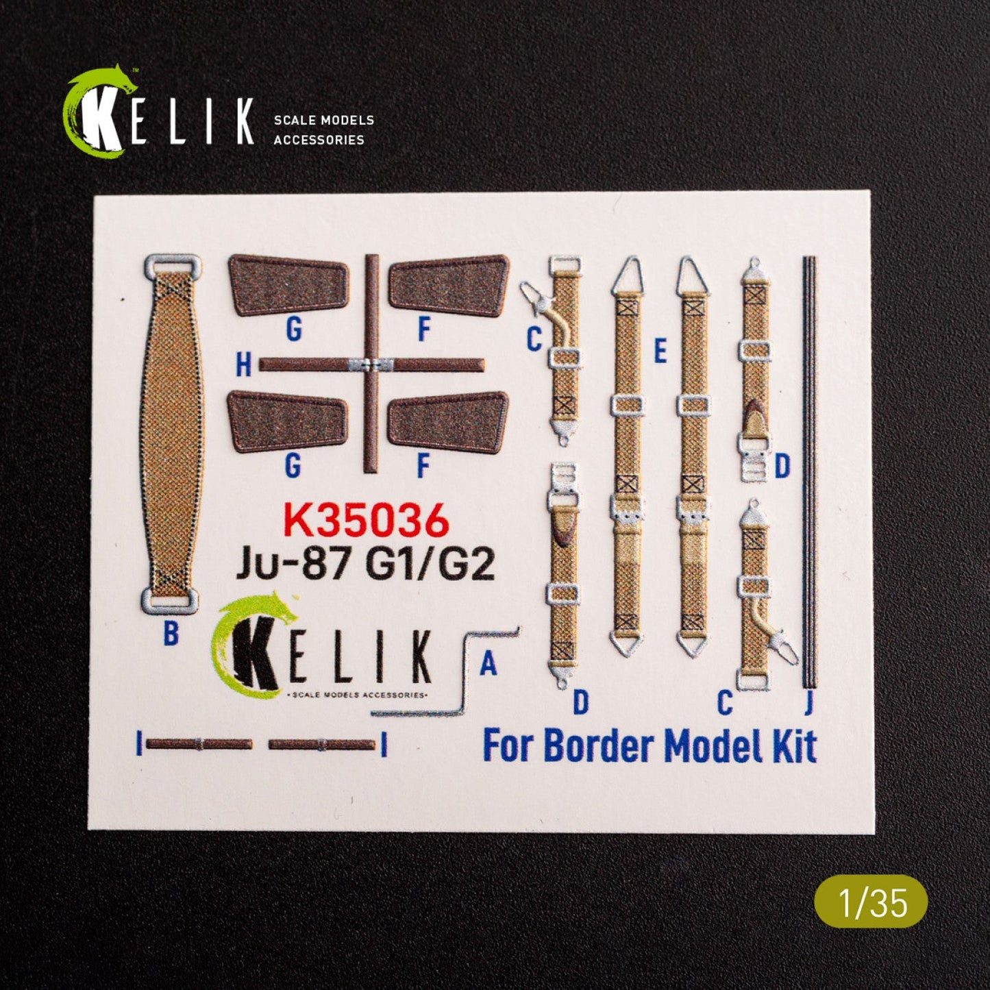 Kelik 1:35 Ju-87 G1/G2 - interior 3D decals for Border Models kit Reskit