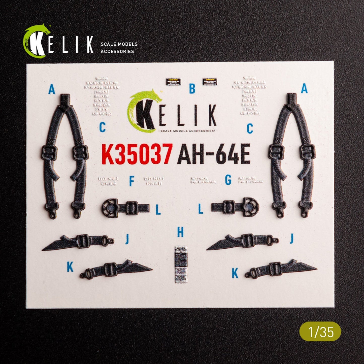 Kelik 1:35 AH-64E Apache interior 3D decals for Takom kit Reskit