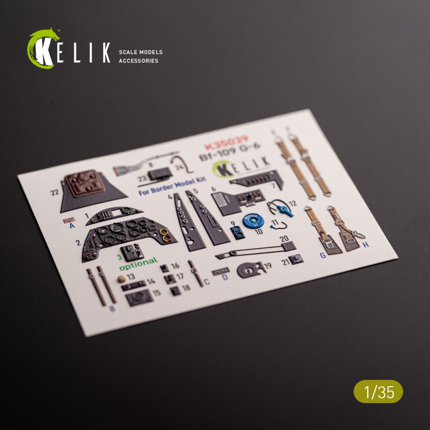 Kelik 1:35 Bf-109 G-6 - interior 3D decals for Border Models kit Reskit