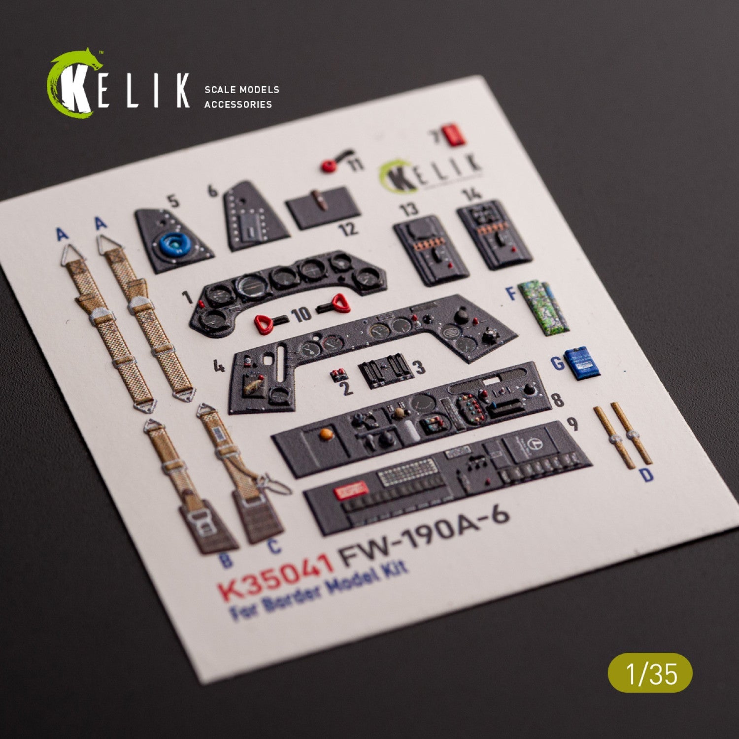 Kelik 1:35 FW-190A-6 - interior 3D decals for Border Models kit Reskit