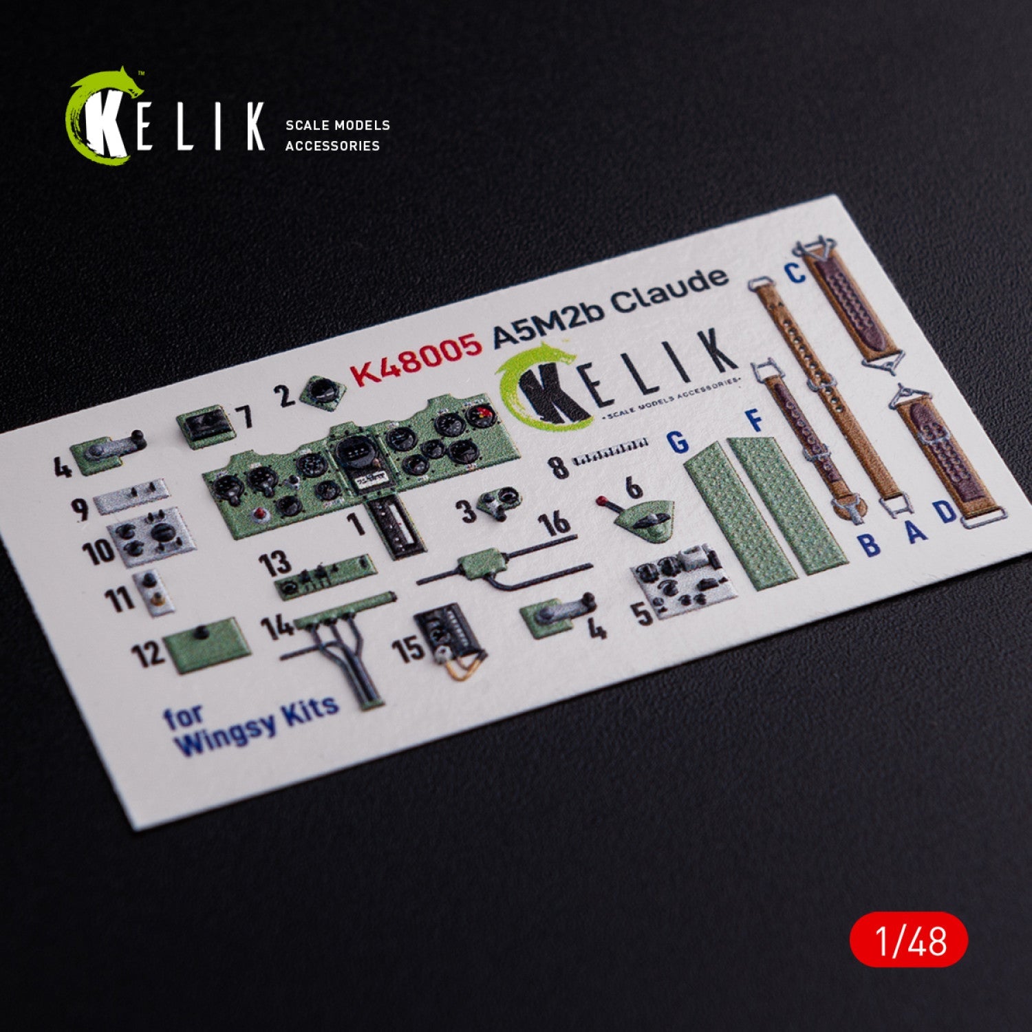Kelik 1:48 A5M2B Claude interior 3D decals for Wingsy kit Reskit
