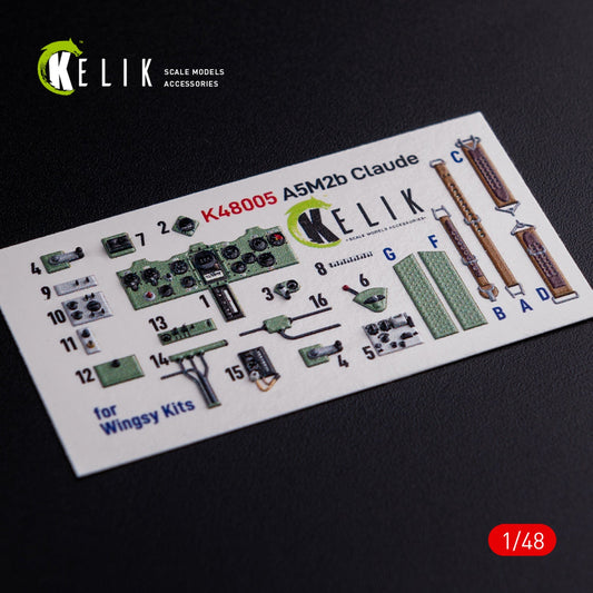 Kelik 1:48 A5M2B Claude interior 3D decals for Wingsy kit Reskit