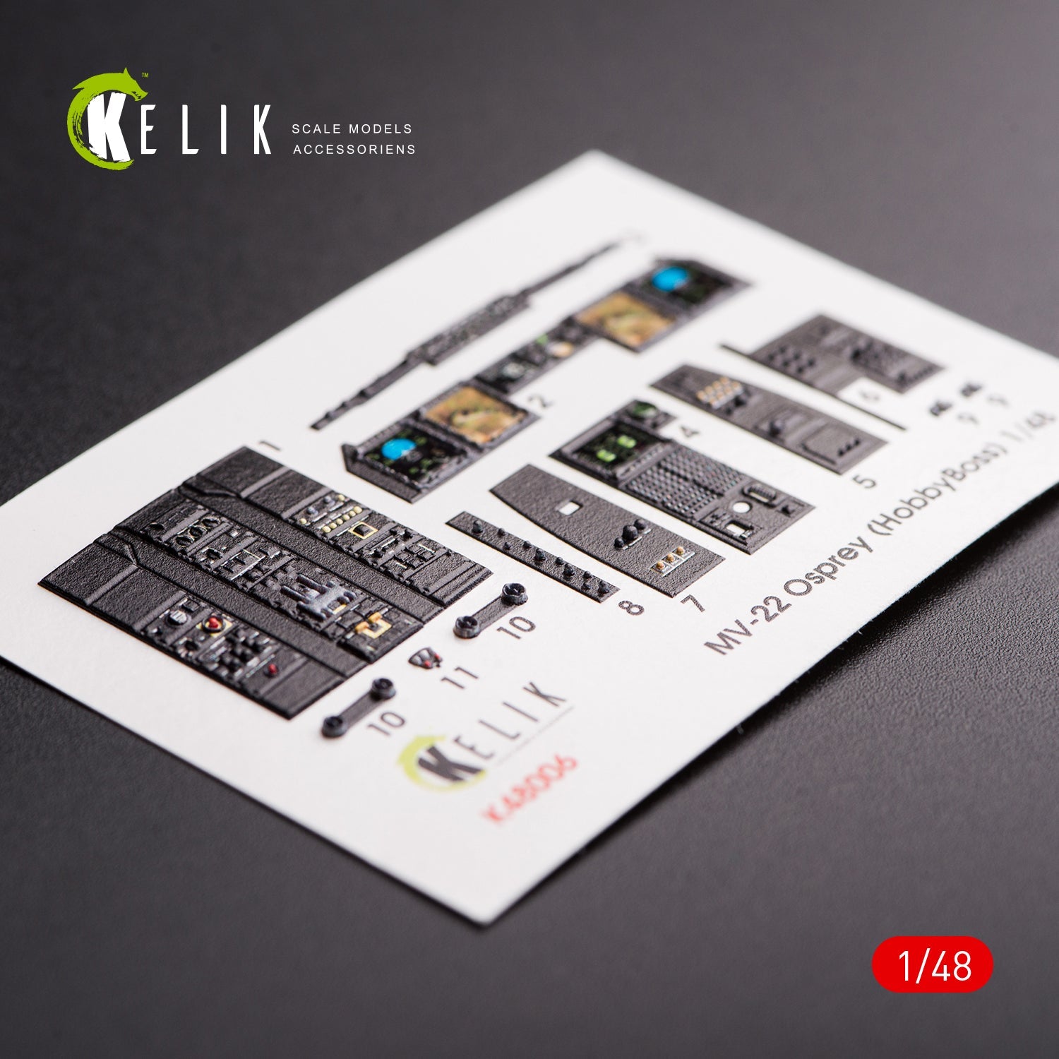 Kelik 1:48 MV-22 Osprey interior 3D decals for Hobby Boss kit Reskit