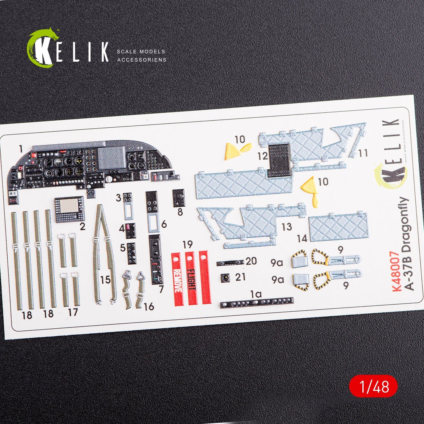 Kelik 1:48 A-37B Dragonfly interior 3D decals for Trumpeter kit Reskit