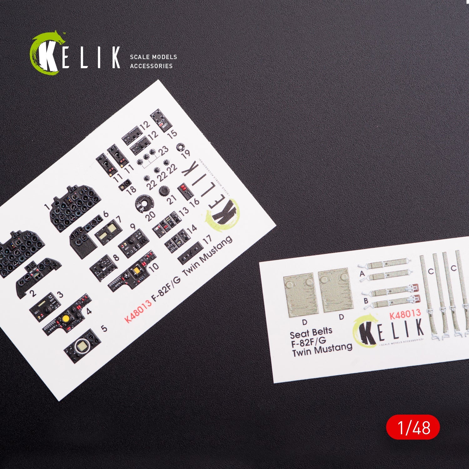 Kelik 1:48 F-82 (F,G) "Twin Mustang" interior 3D decals for Modelsvit kit Reskit