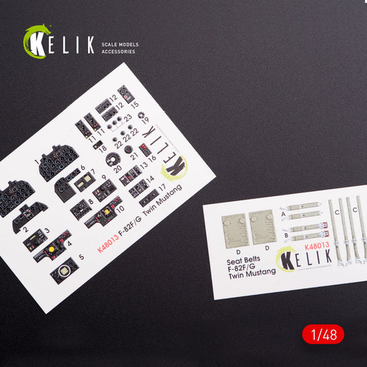 Kelik 1:48 F-82 (F,G) "Twin Mustang" interior 3D decals for Modelsvit kit Reskit