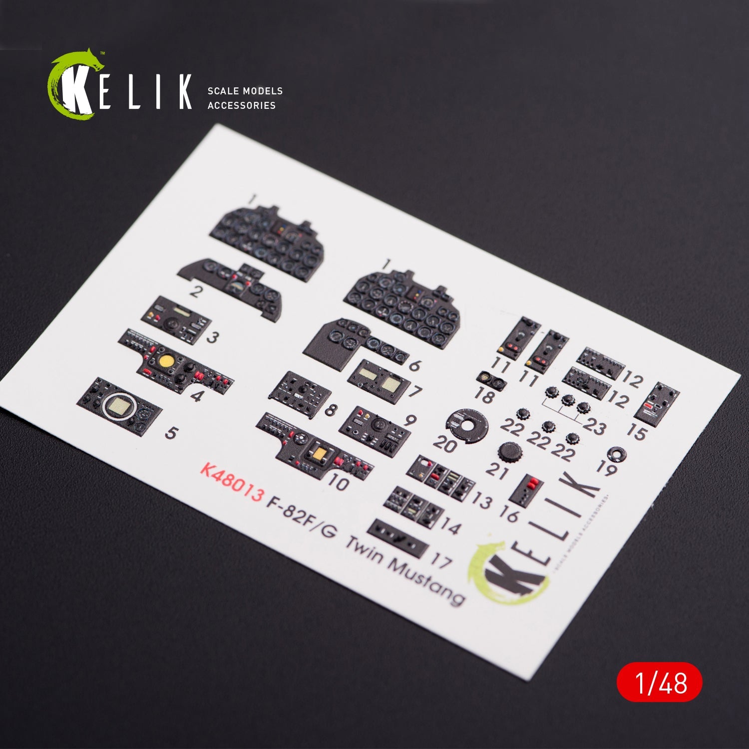 Kelik 1:48 F-82 (F,G) "Twin Mustang" interior 3D decals for Modelsvit kit Reskit