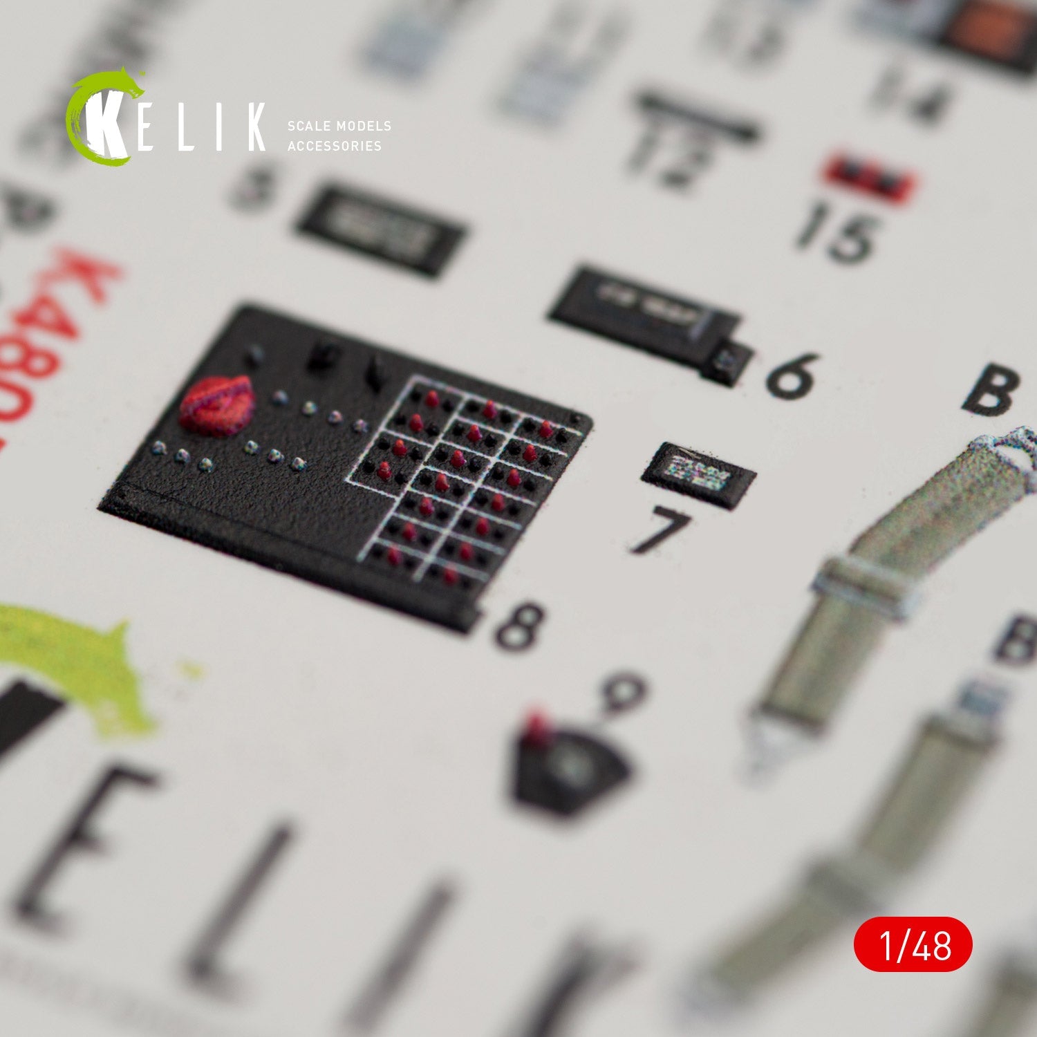 Kelik 1:48 P-47M "Thunderbolt" interior 3D decals for Tamiya kit Reskit