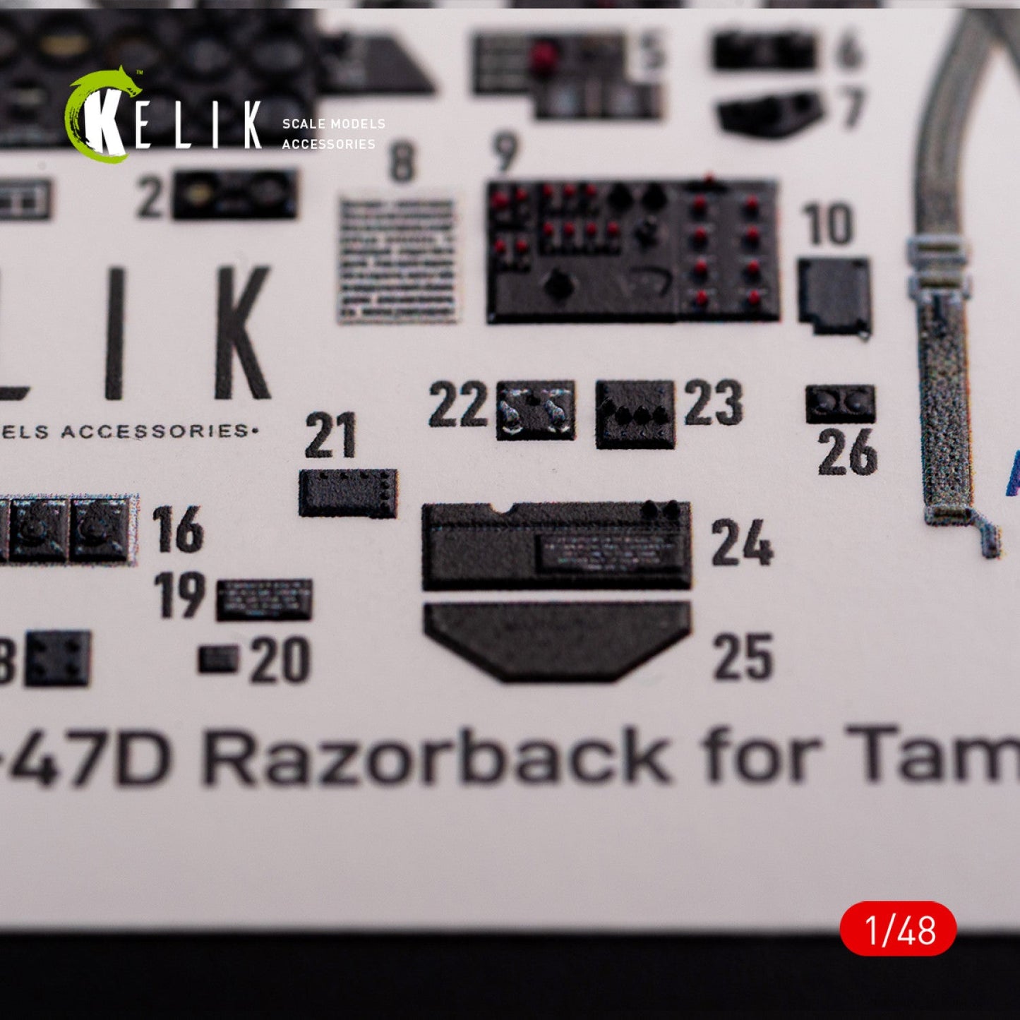Kelik 1:48 P-47D "Razorback" interior 3D decals for Tamiya kit Reskit