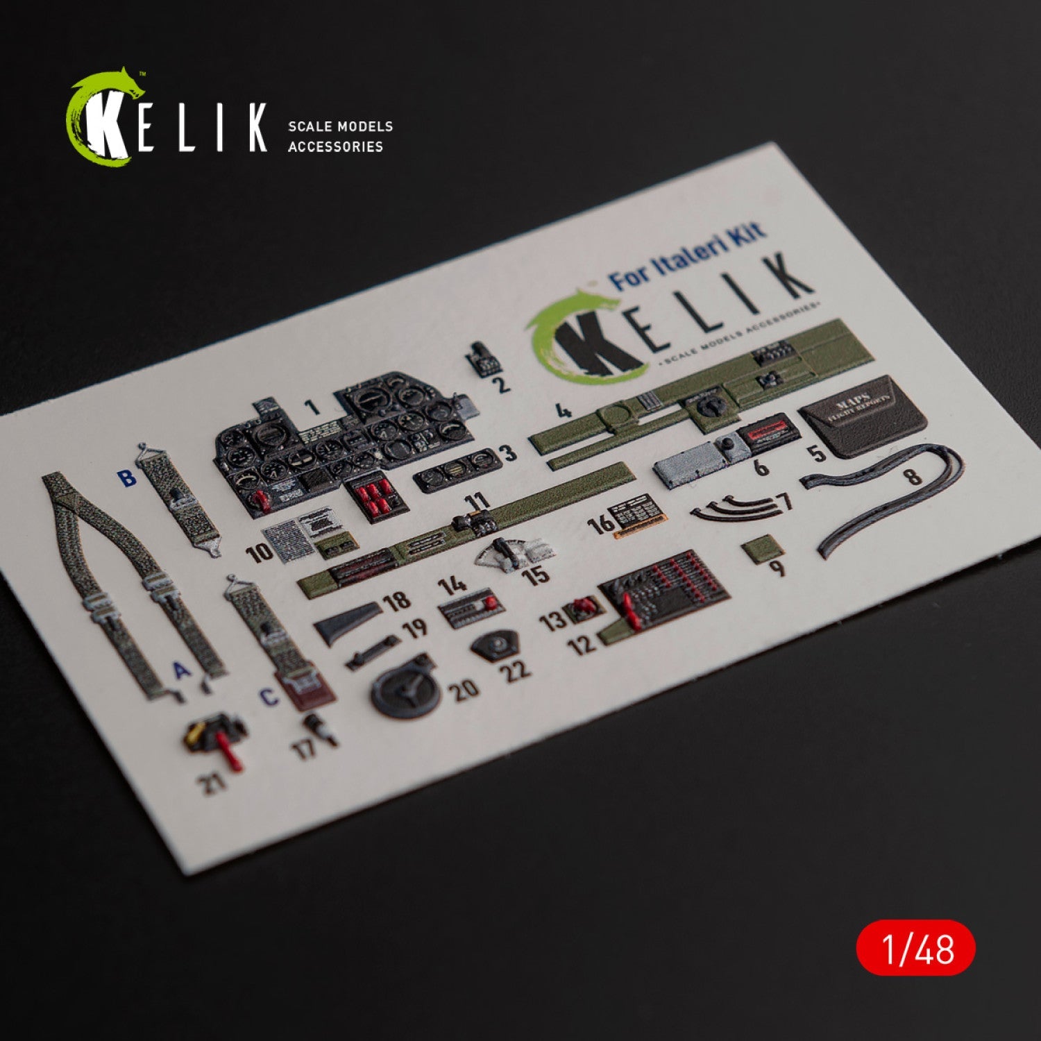 Kelik 1:48 Р-47D "Thunderbolt" interior 3D decals for Italeri/Academy kit Reskit