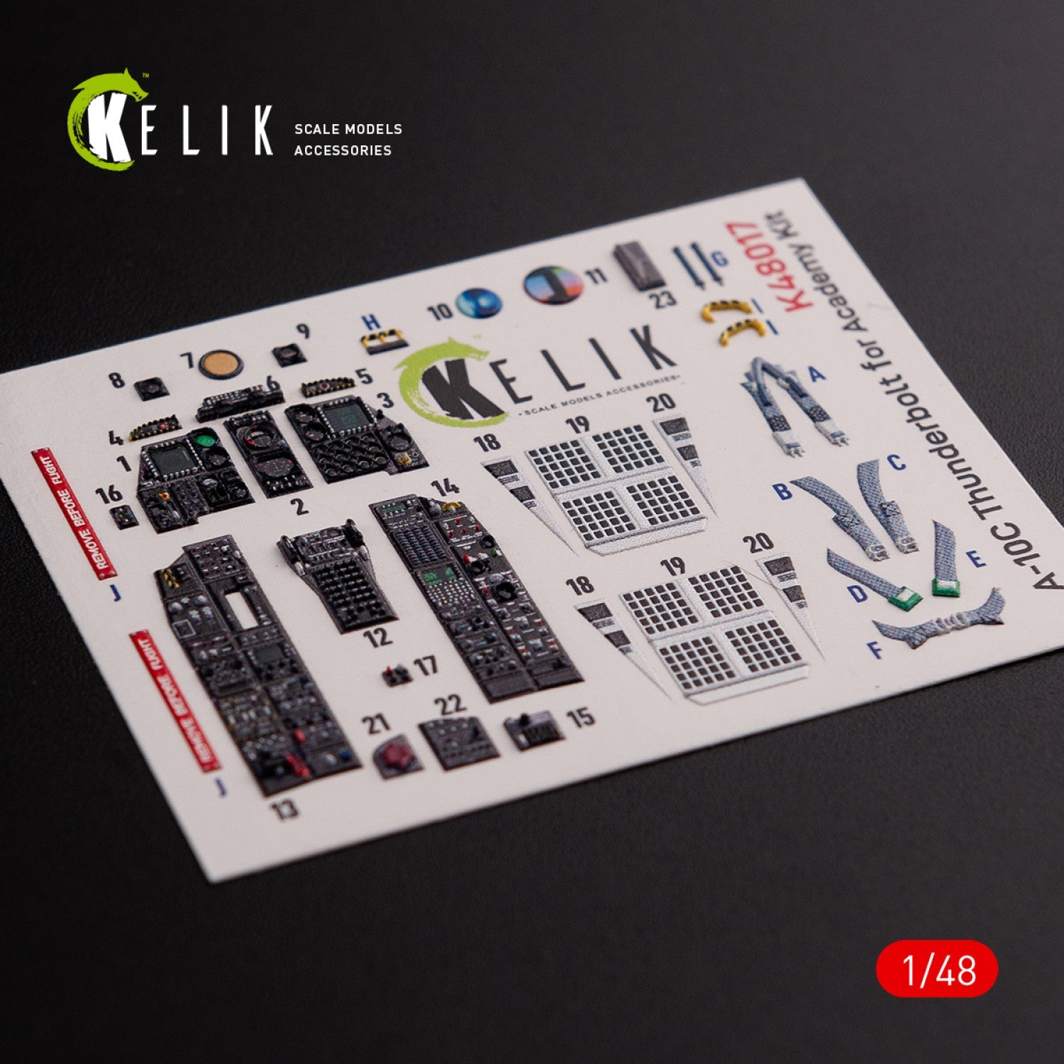 Kelik 1:48 A-10C "Thunderbolt " interior 3D decals for Academy kit Reskit