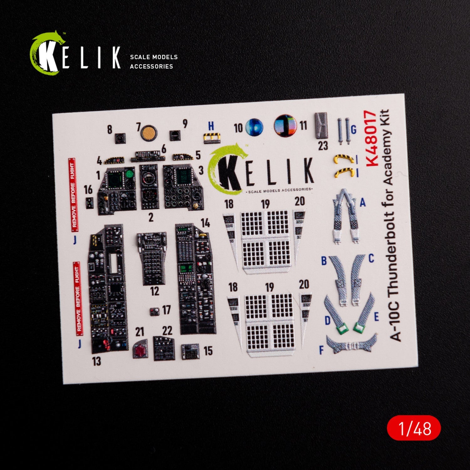 Kelik 1:48 A-10C "Thunderbolt " interior 3D decals for Academy kit Reskit