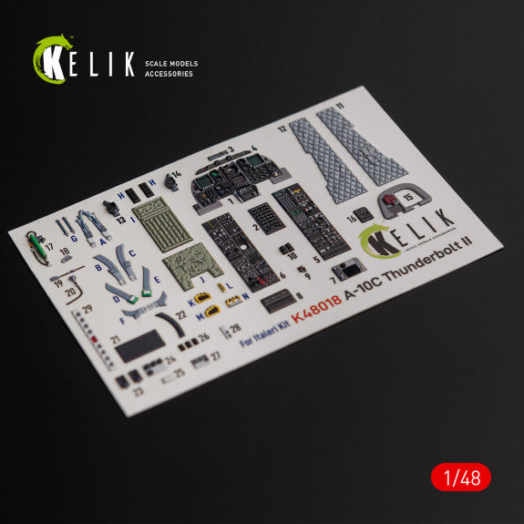 Kelik 1:48 A-10C "Thunderbolt II" interior 3D decals for Italeri kit Reskit