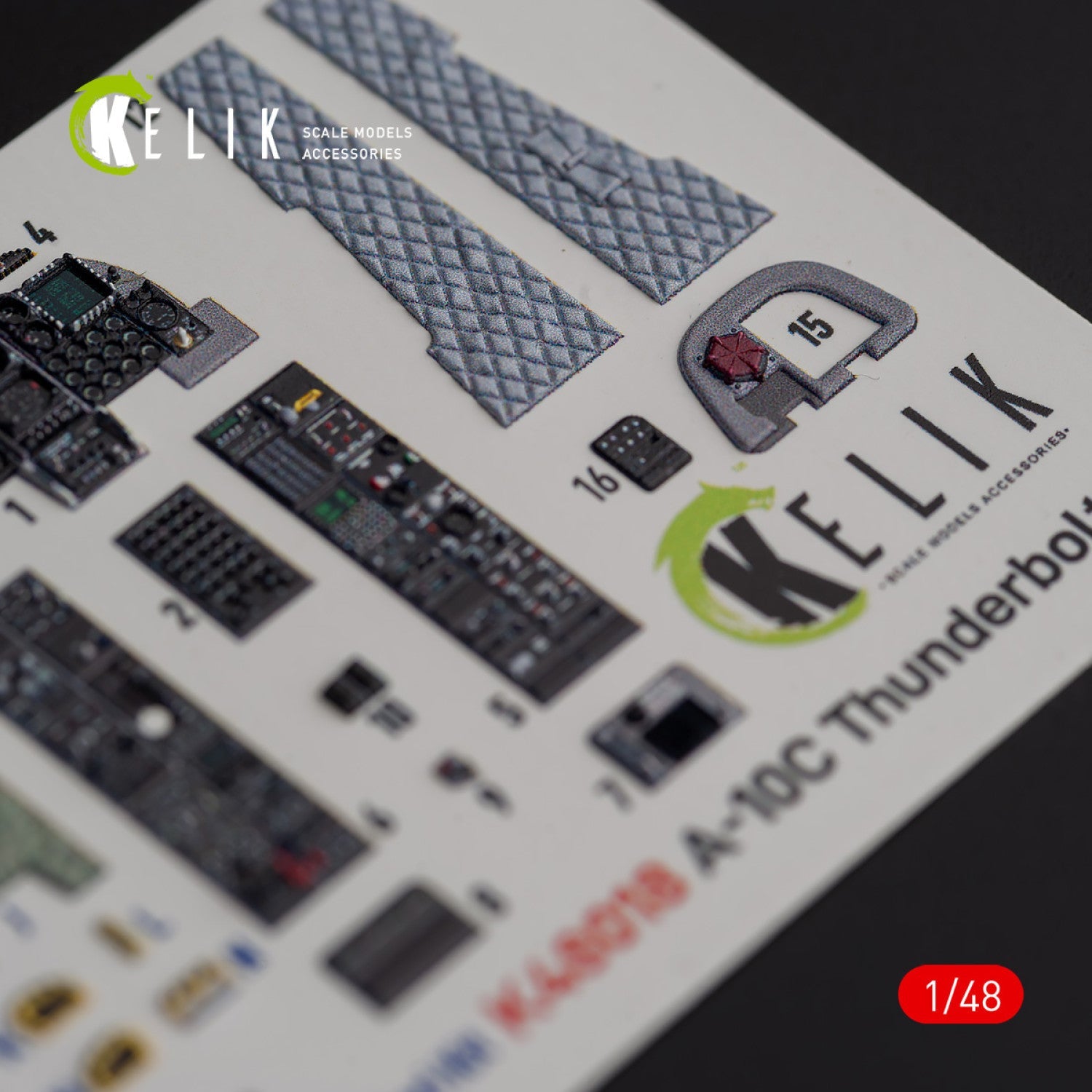 Kelik 1:48 A-10C "Thunderbolt II" interior 3D decals for Italeri kit Reskit