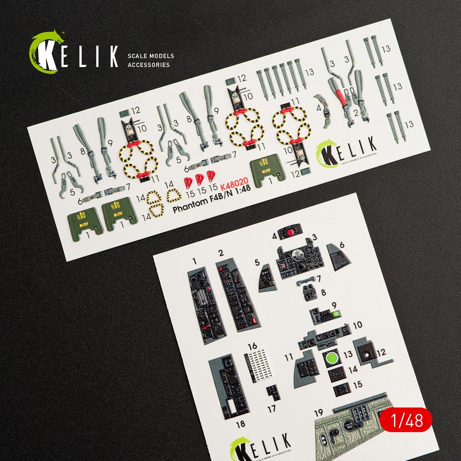 Kelik 1:48 F-4B/N interior 3D decals for Academy kit Reskit