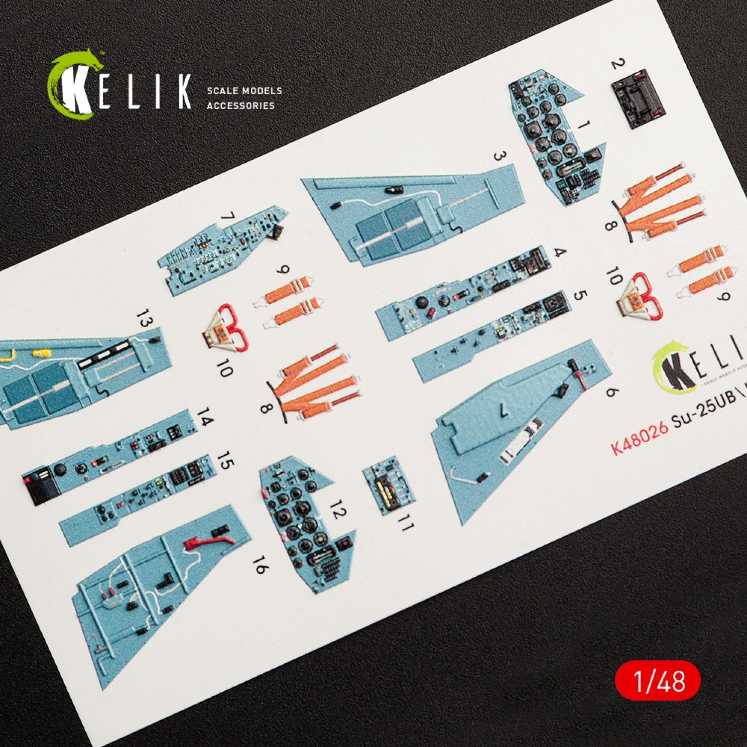 Kelik 1:48 SU-25UB interior 3D decals for Smer/KP kit Reskit