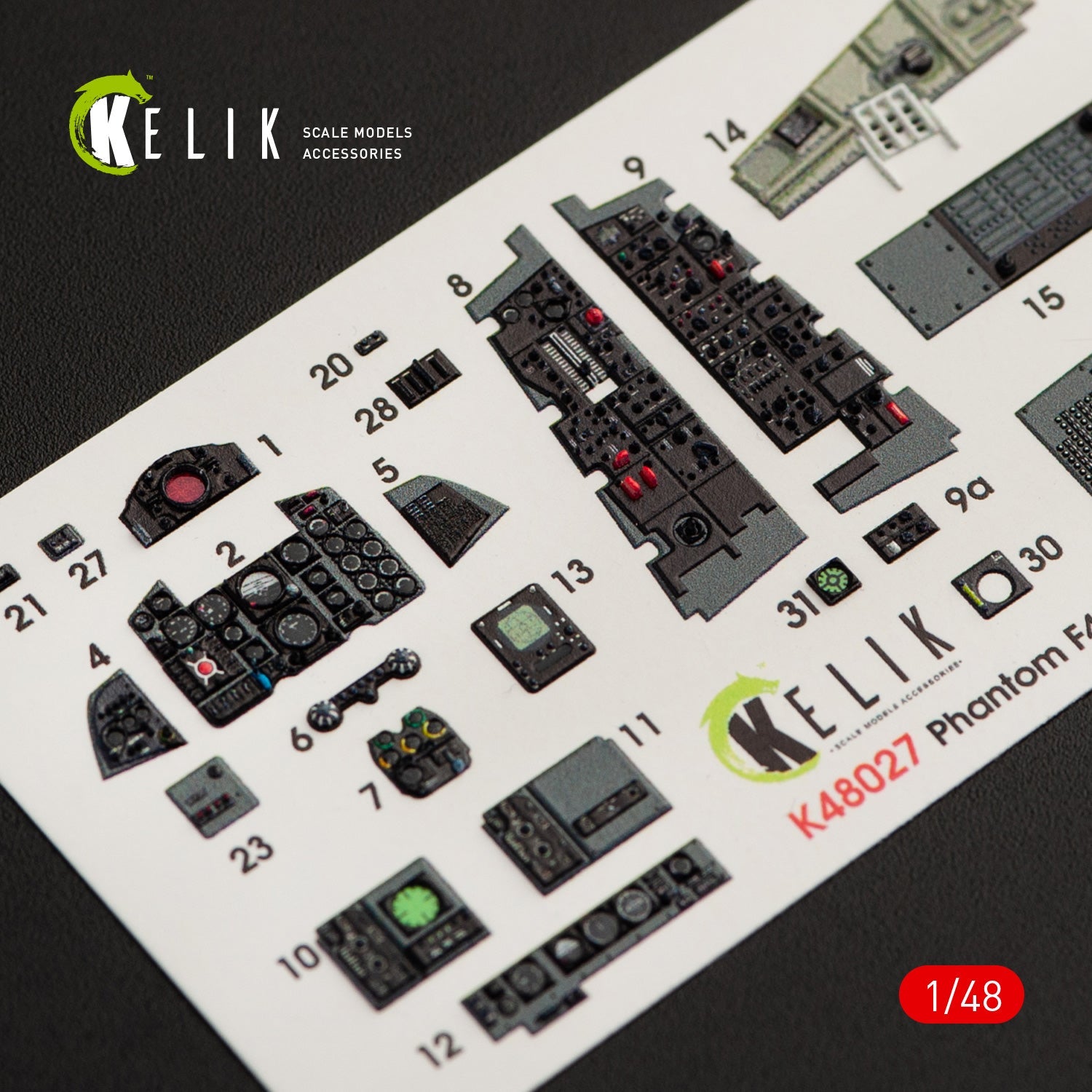 Kelik 1:48 F-4B interior 3D decals for Tamiya kit Reskit